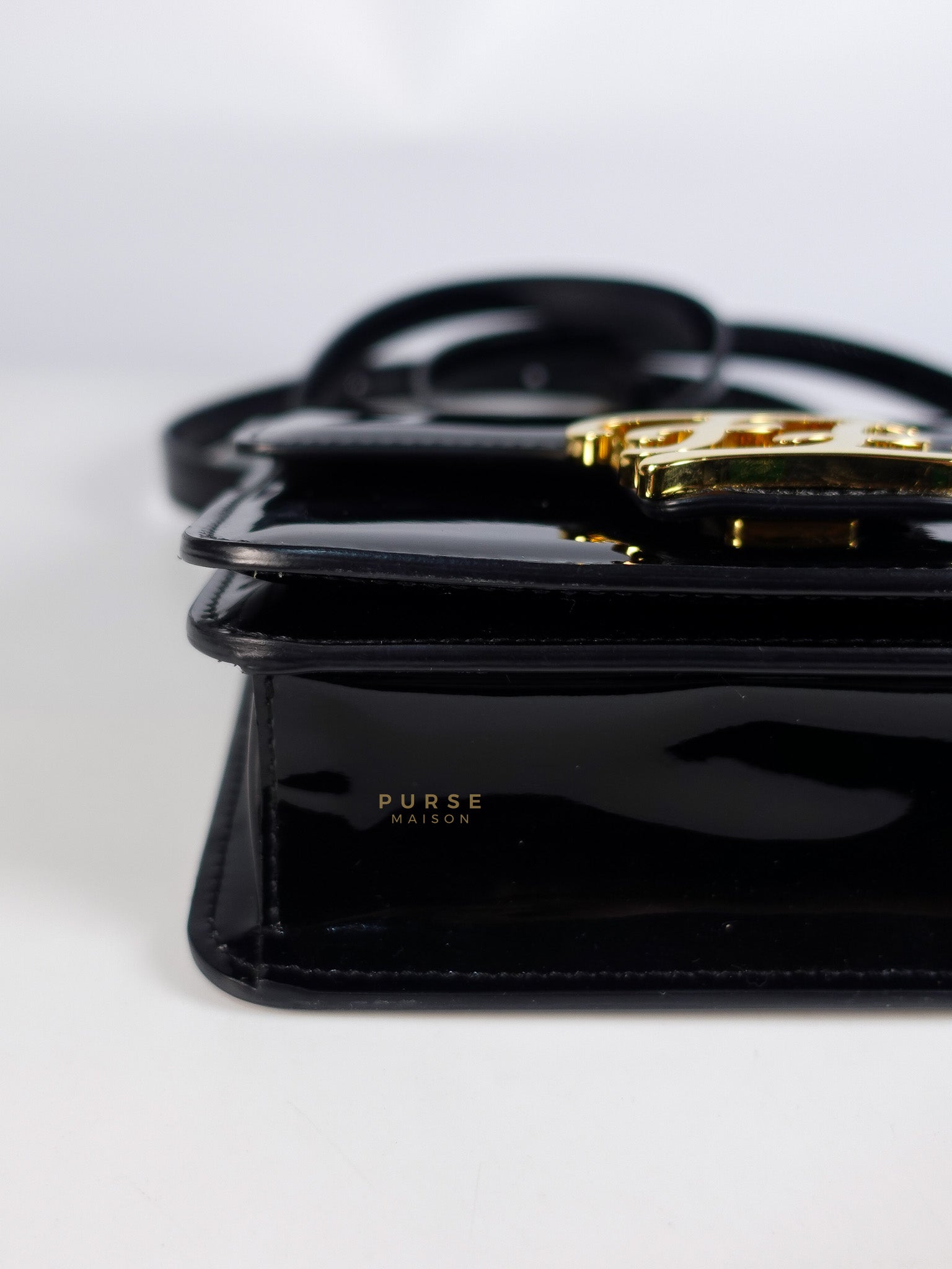 Karligraphy Crossbody Bag Small in Black Patent Leather | Purse Maison Luxury Bags Shop