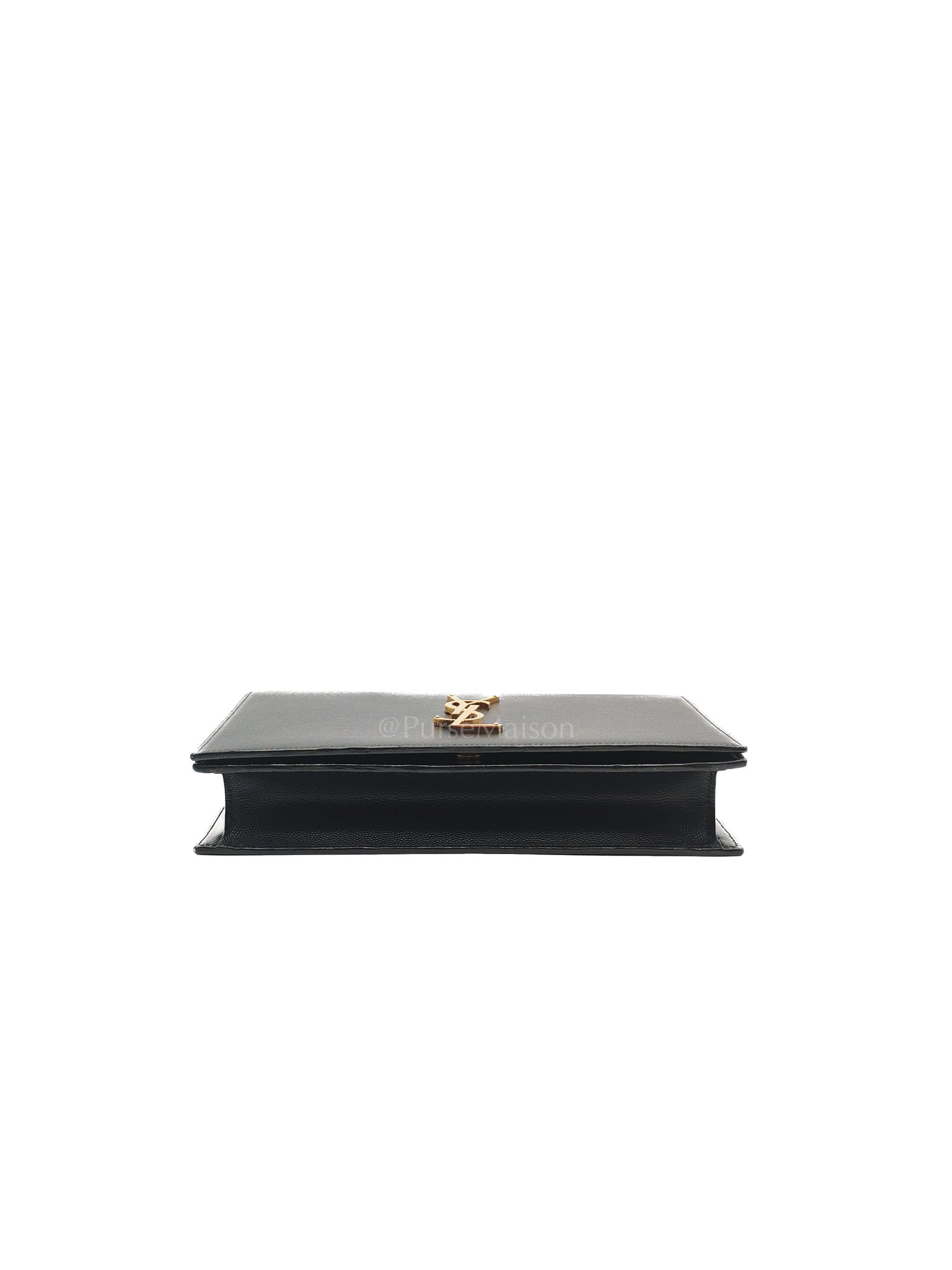 Kate Clutch In Black Grain de Poudre Leather & Gold Hardware | Purse Maison Luxury Bags Shop