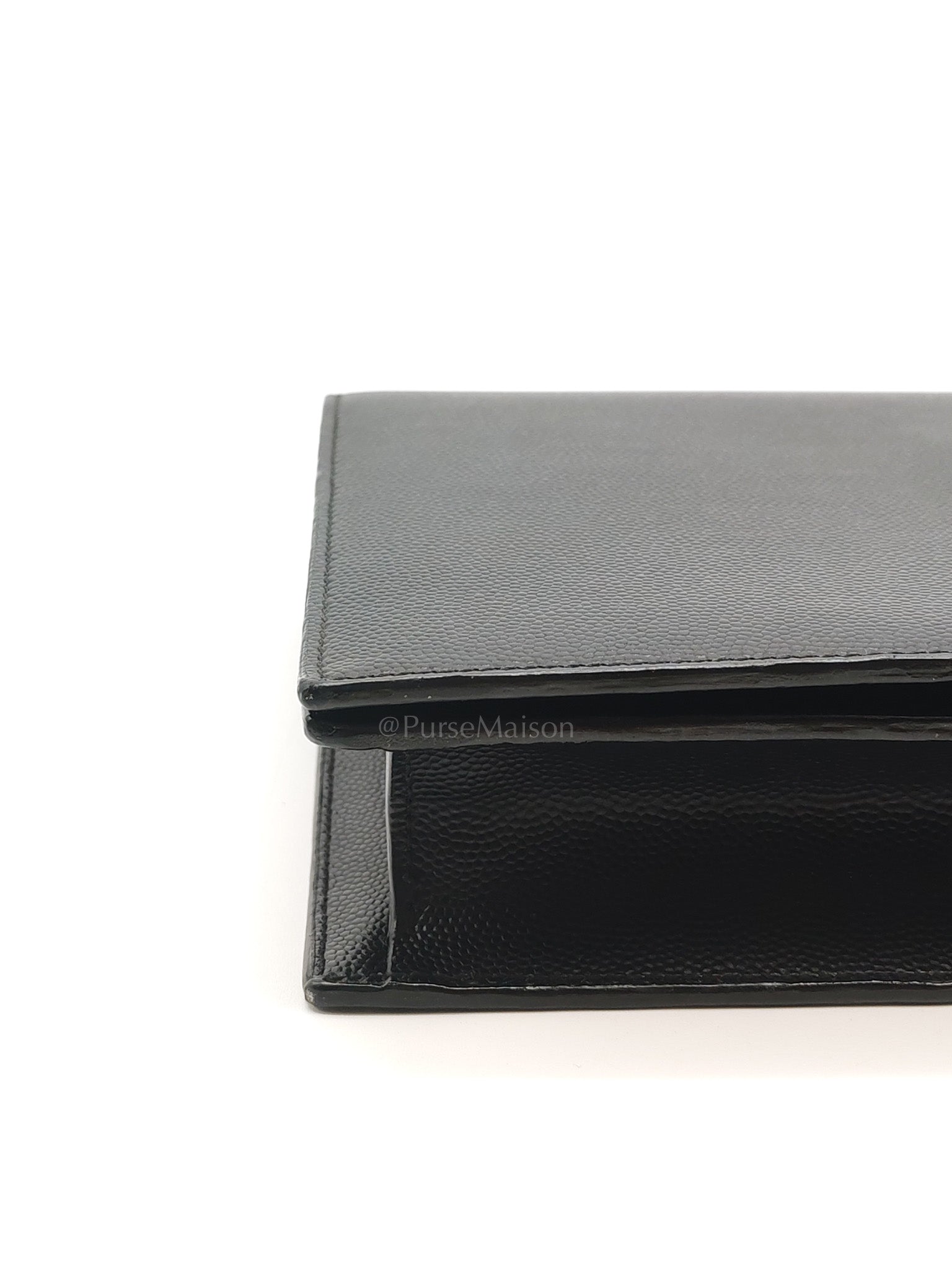 Kate Clutch In Black Grain de Poudre Leather & Gold Hardware | Purse Maison Luxury Bags Shop