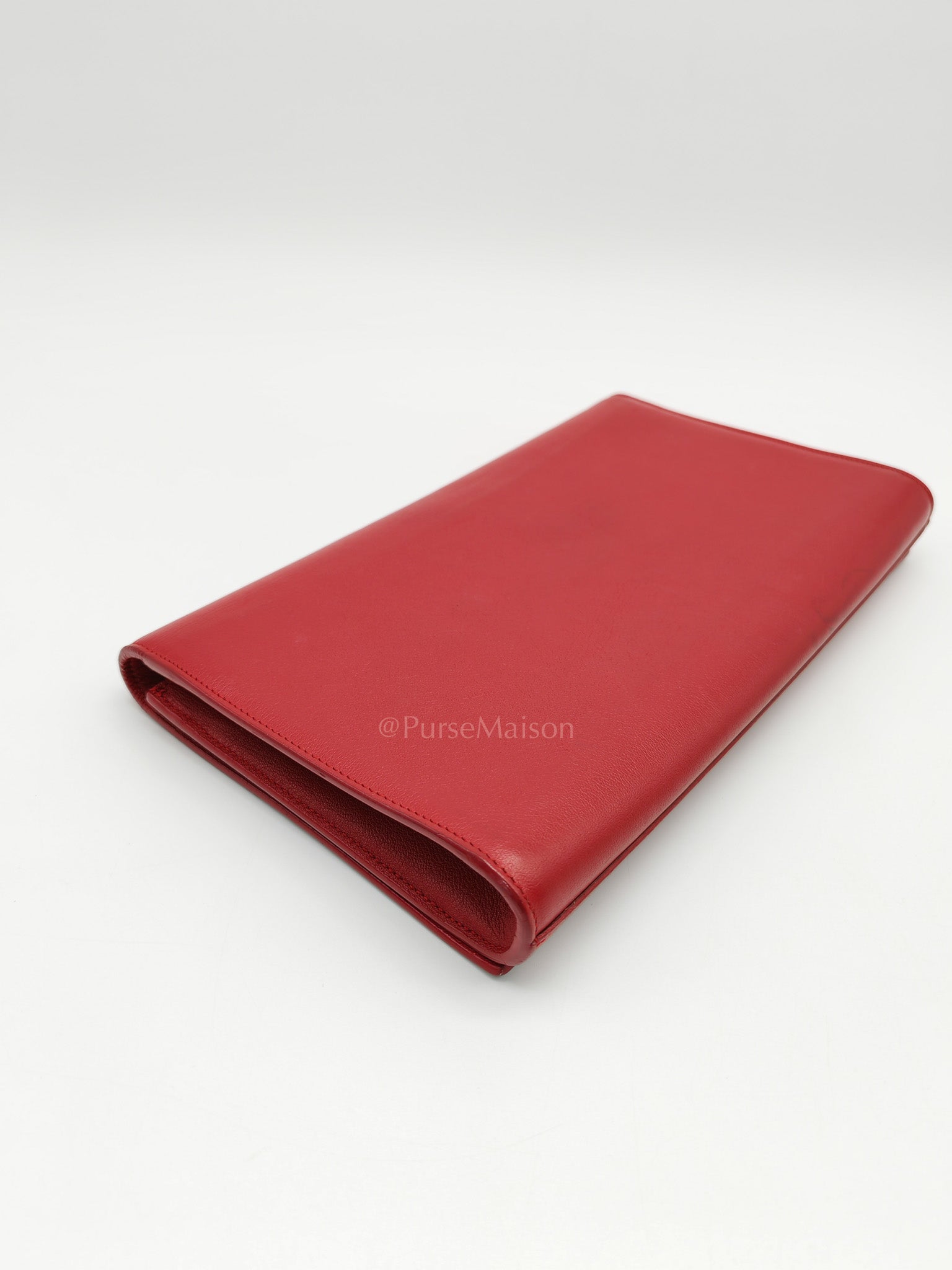 Kate Clutch in Red Grained Calfskin Leather | Purse Maison Luxury Bags Shop