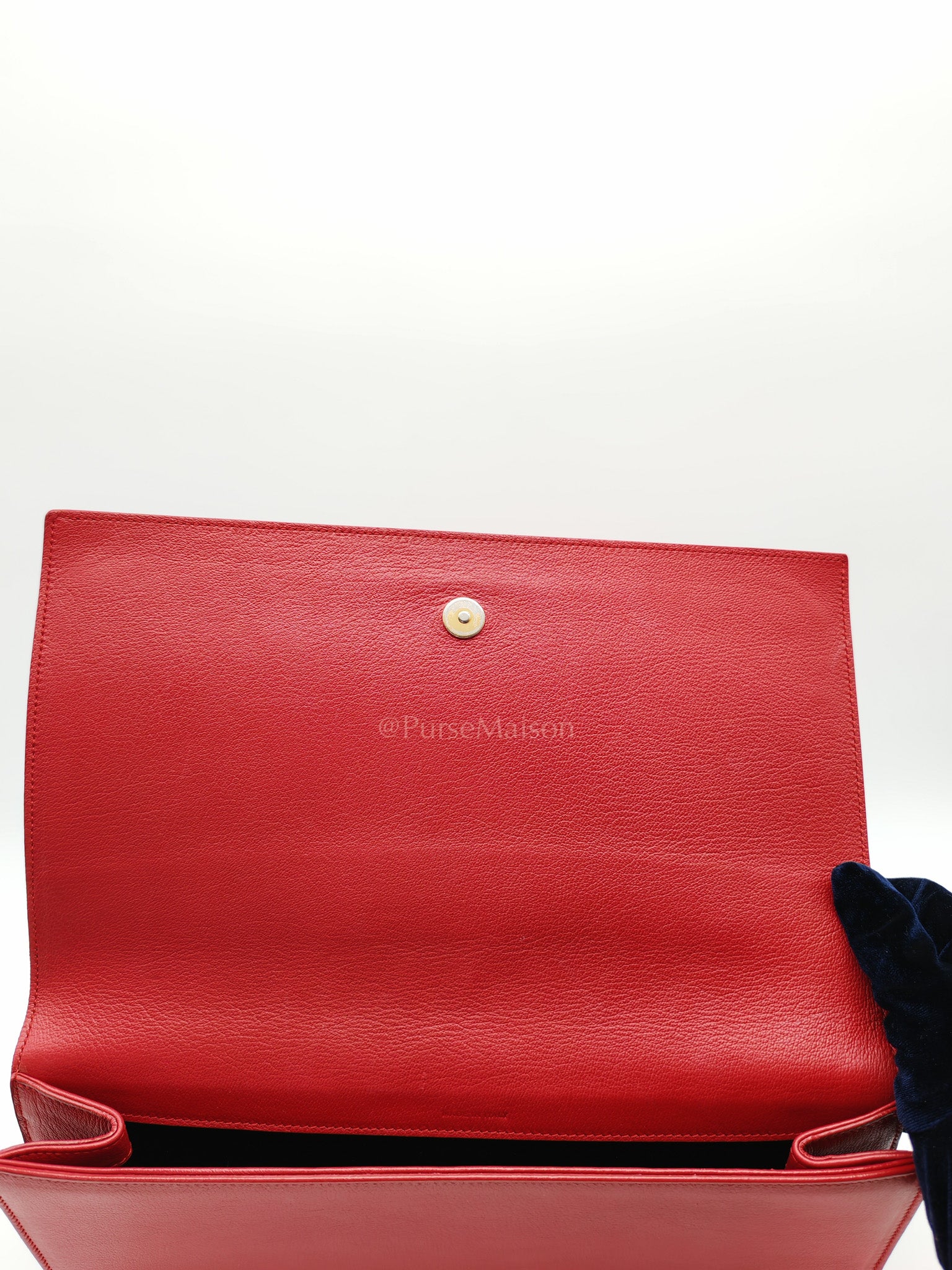 Kate Clutch in Red Grained Calfskin Leather | Purse Maison Luxury Bags Shop