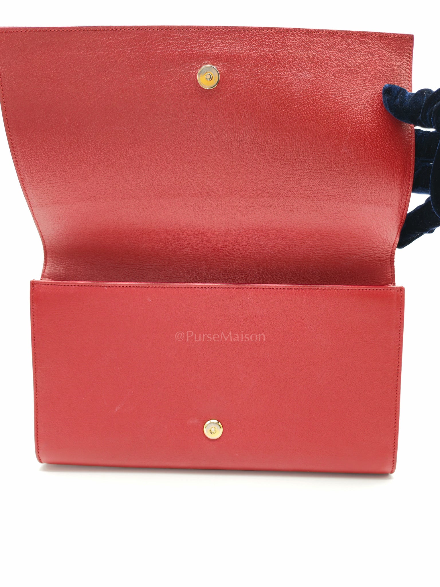 Kate Clutch in Red Grained Calfskin Leather | Purse Maison Luxury Bags Shop