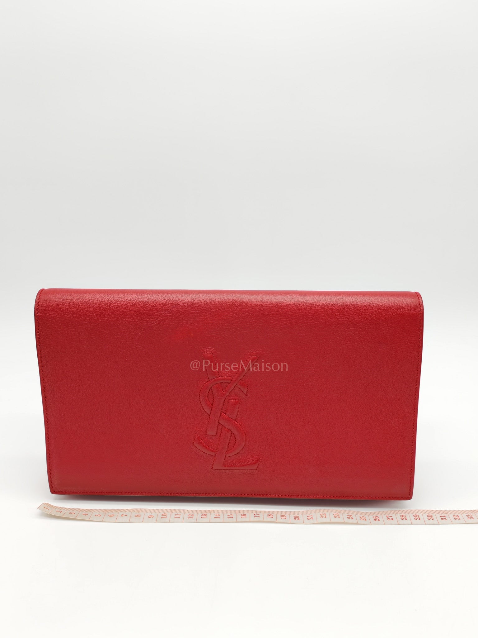 Kate Clutch in Red Grained Calfskin Leather | Purse Maison Luxury Bags Shop