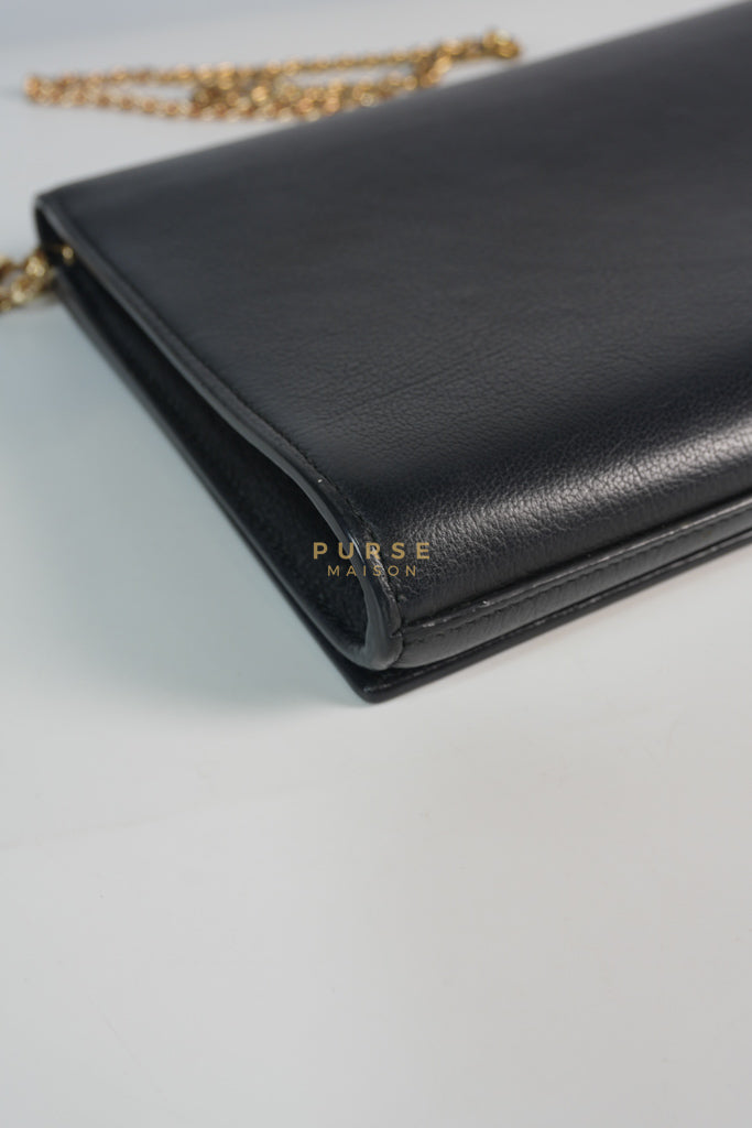 YSL Chain Clutch Leather Bag in Black | Purse Maison Luxury Bags Shop
