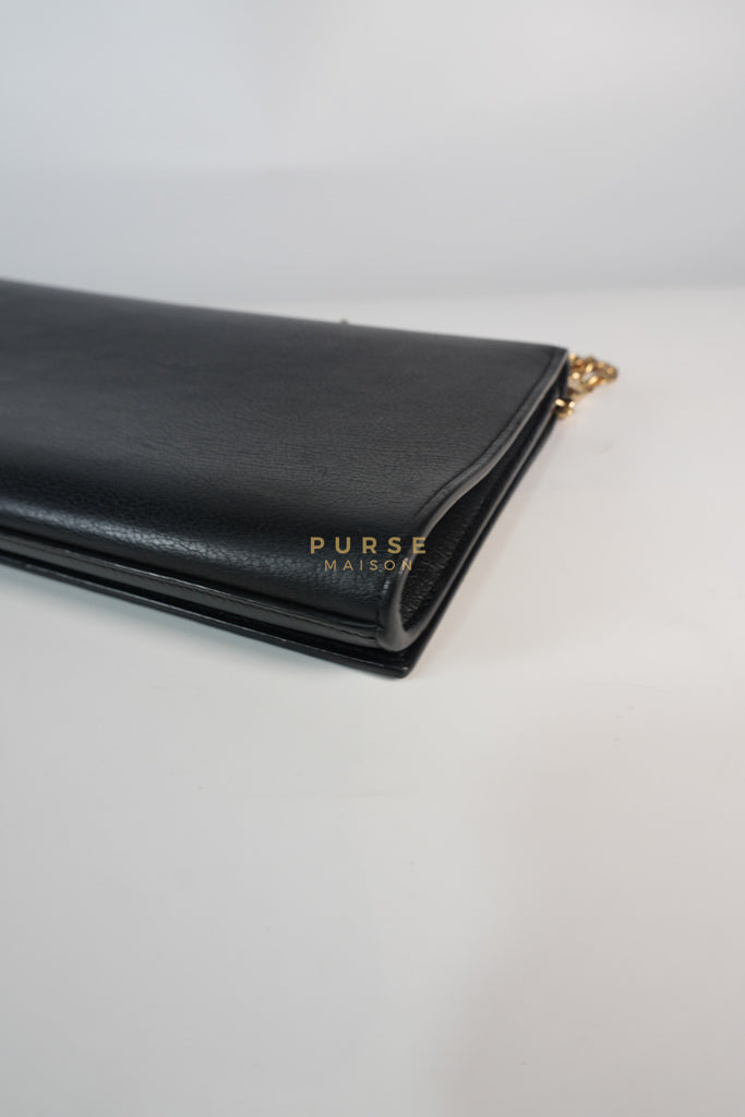 YSL Chain Clutch Leather Bag in Black | Purse Maison Luxury Bags Shop