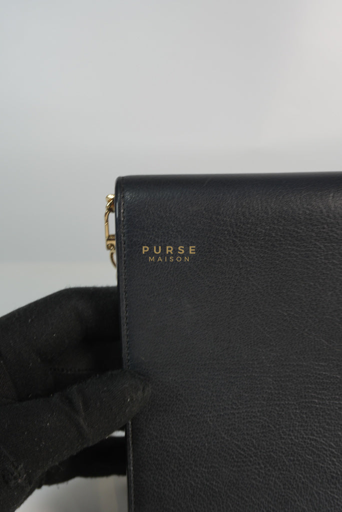 YSL Chain Clutch Leather Bag in Black | Purse Maison Luxury Bags Shop