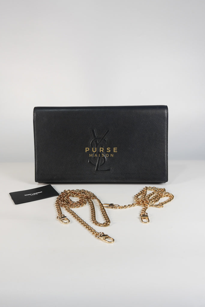 YSL Chain Clutch Leather Bag in Black | Purse Maison Luxury Bags Shop