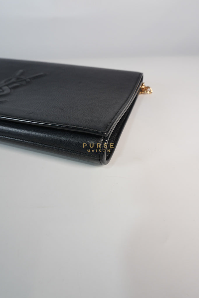 YSL Chain Clutch Leather Bag in Black | Purse Maison Luxury Bags Shop