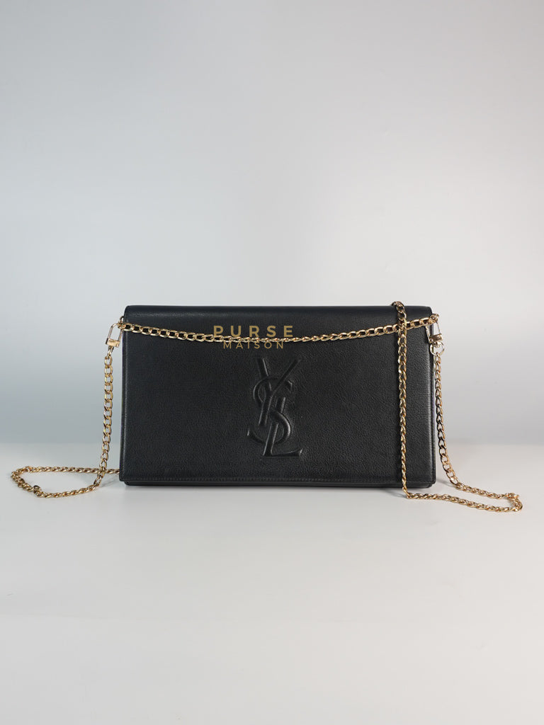 YSL Chain Clutch Leather Bag in Black | Purse Maison Luxury Bags Shop