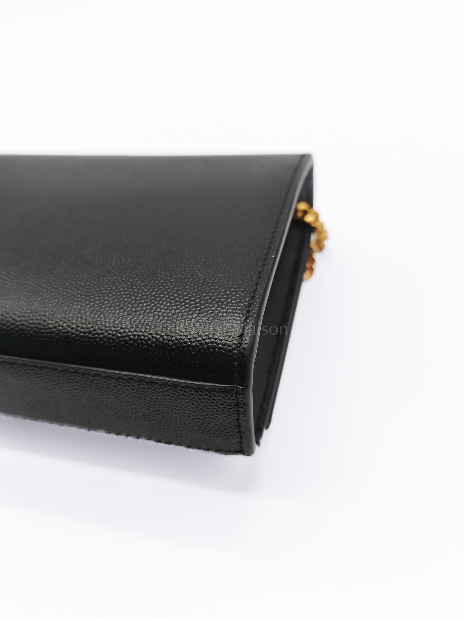 Kate Small in Black Grained Calfskin Leather and Gold Hardware Chain Bag | Purse Maison Luxury Bags Shop