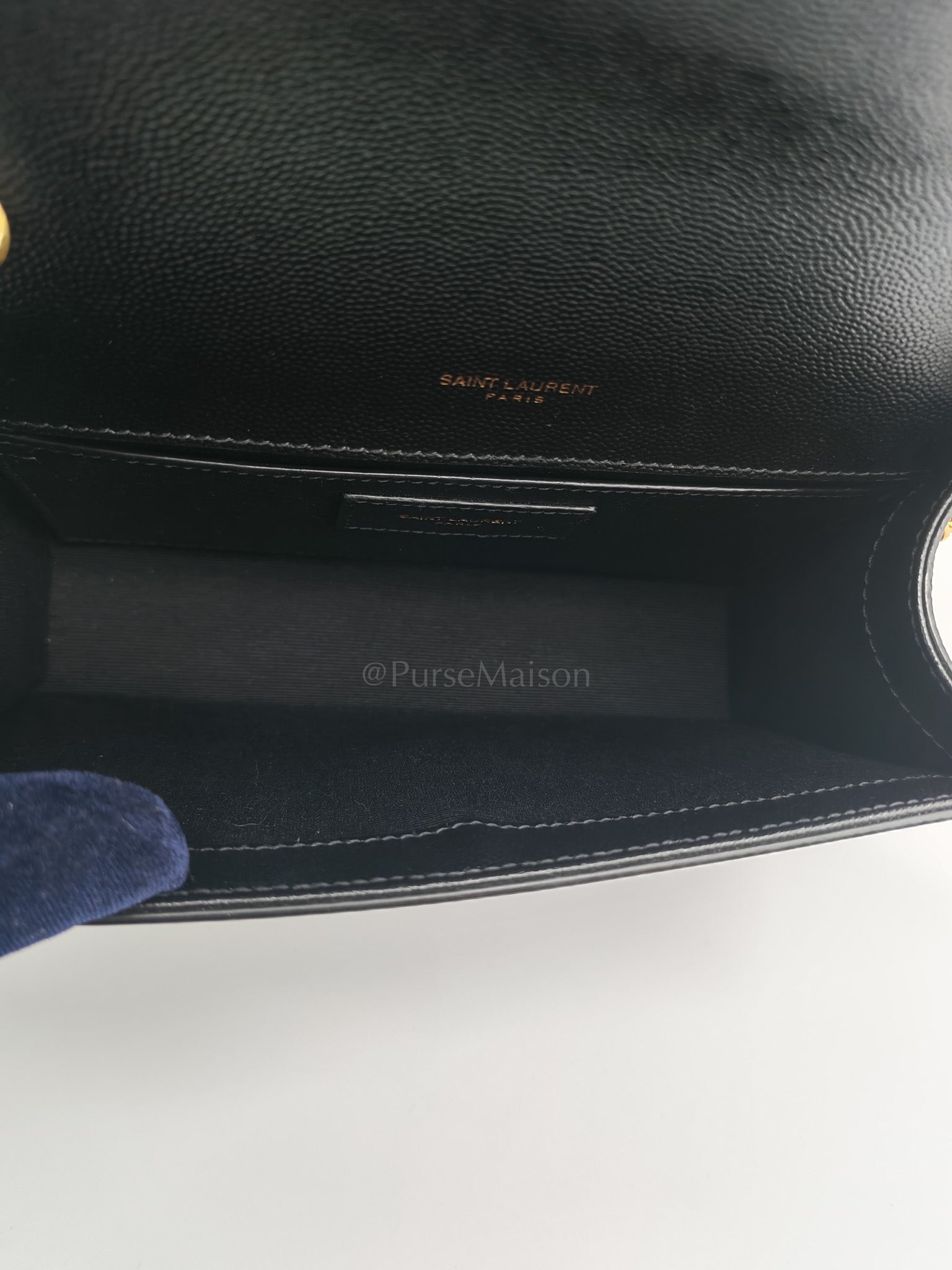 Kate Small in Black Grained Calfskin Leather and Gold Hardware Chain Bag | Purse Maison Luxury Bags Shop