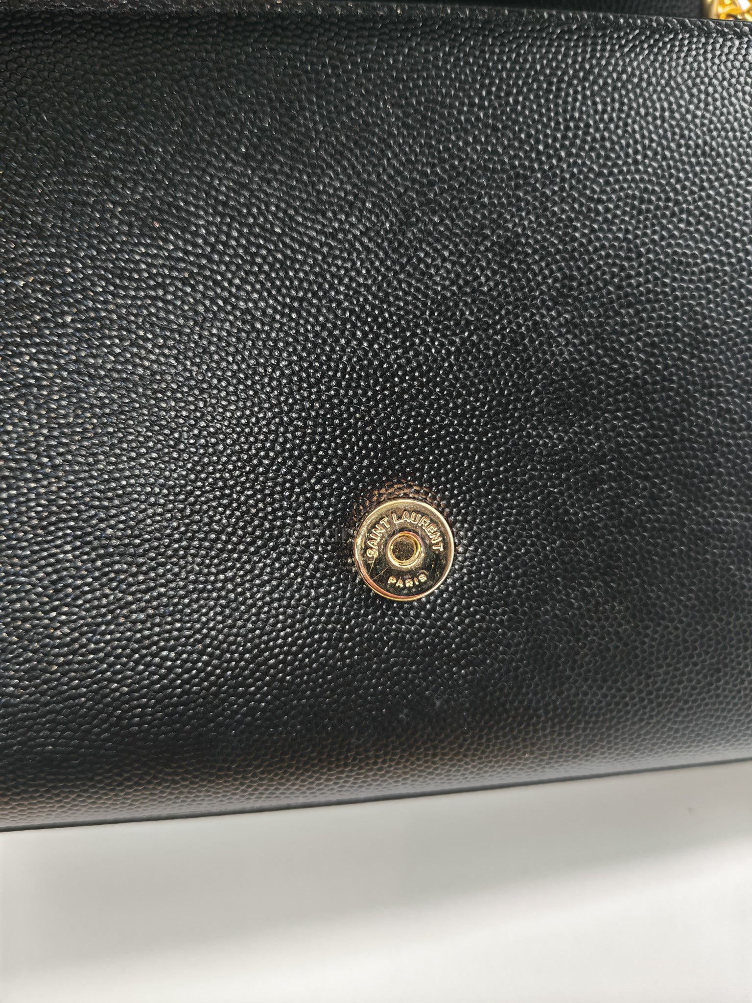 Kate Small in Black Grained Calfskin Leather and Gold Hardware Chain Bag | Purse Maison Luxury Bags Shop