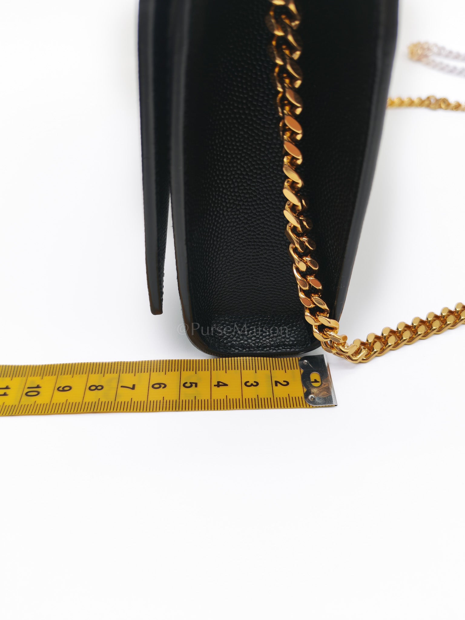 Kate Small in Black Grained Calfskin Leather and Gold Hardware Chain Bag | Purse Maison Luxury Bags Shop