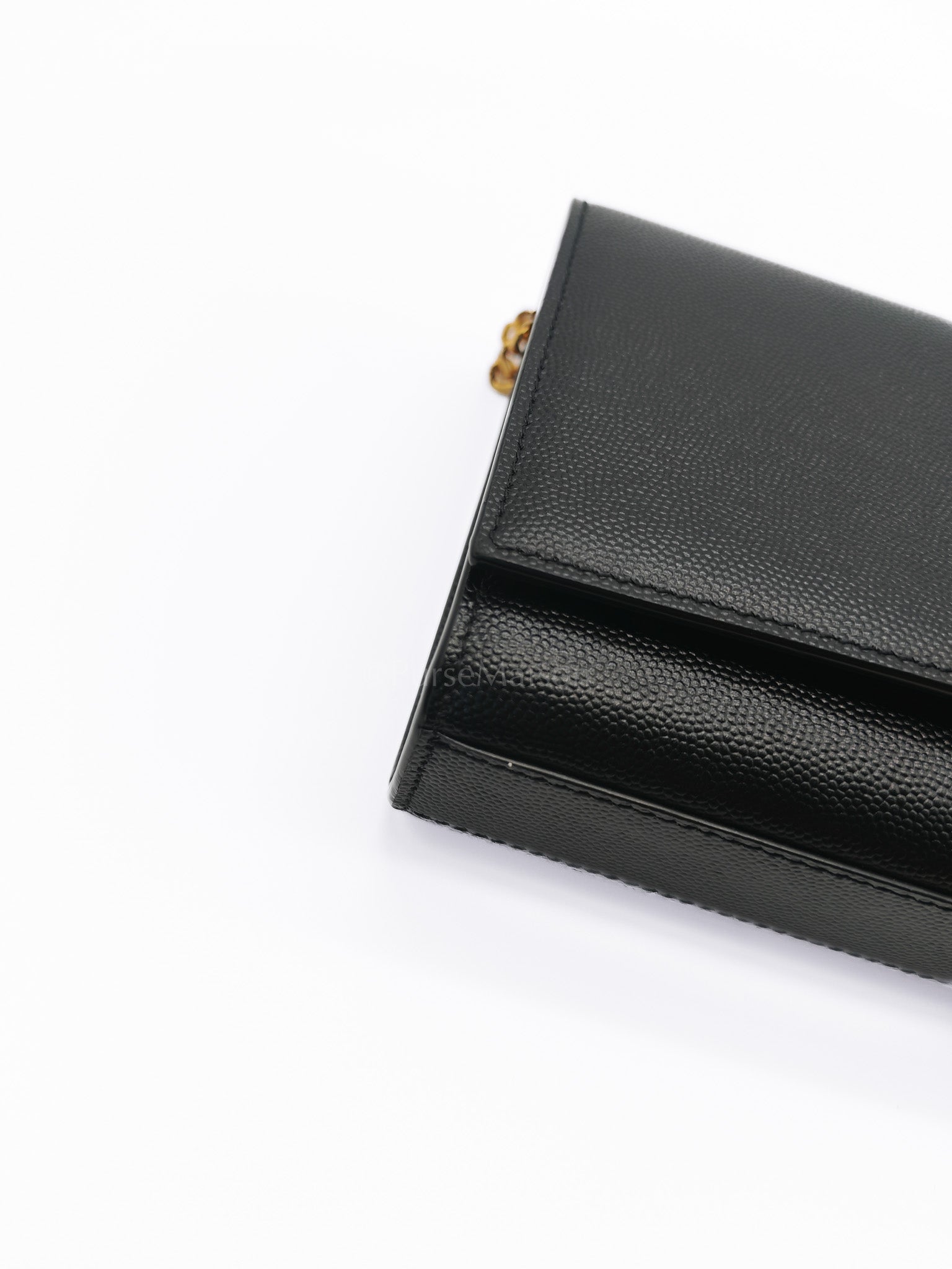 Kate Small in Black Grained Calfskin Leather and Gold Hardware Chain Bag | Purse Maison Luxury Bags Shop