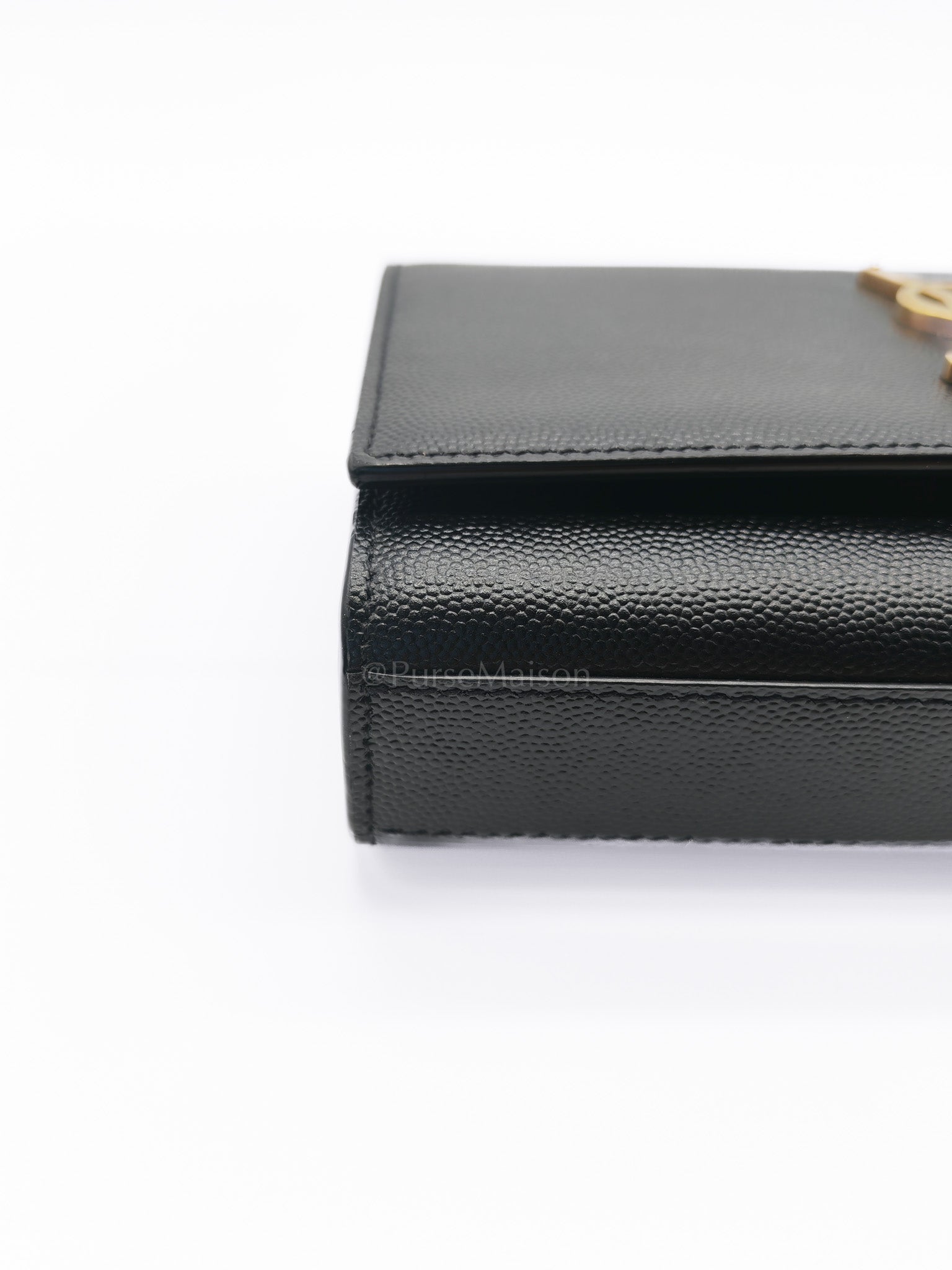 Kate Small in Black Grained Calfskin Leather and Gold Hardware Chain Bag | Purse Maison Luxury Bags Shop