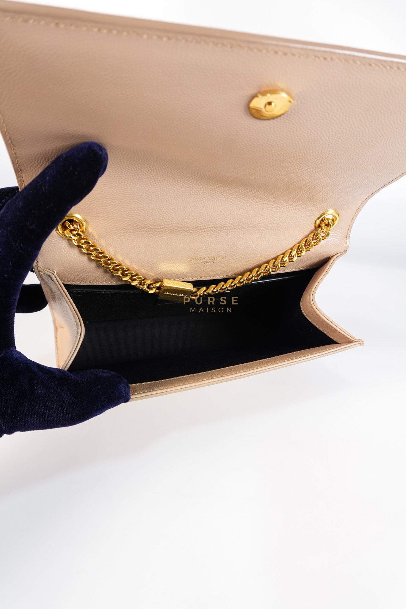 Kate Small in Nude Grain De Poudre Leather & Gold Hardware | Purse Maison Luxury Bags Shop