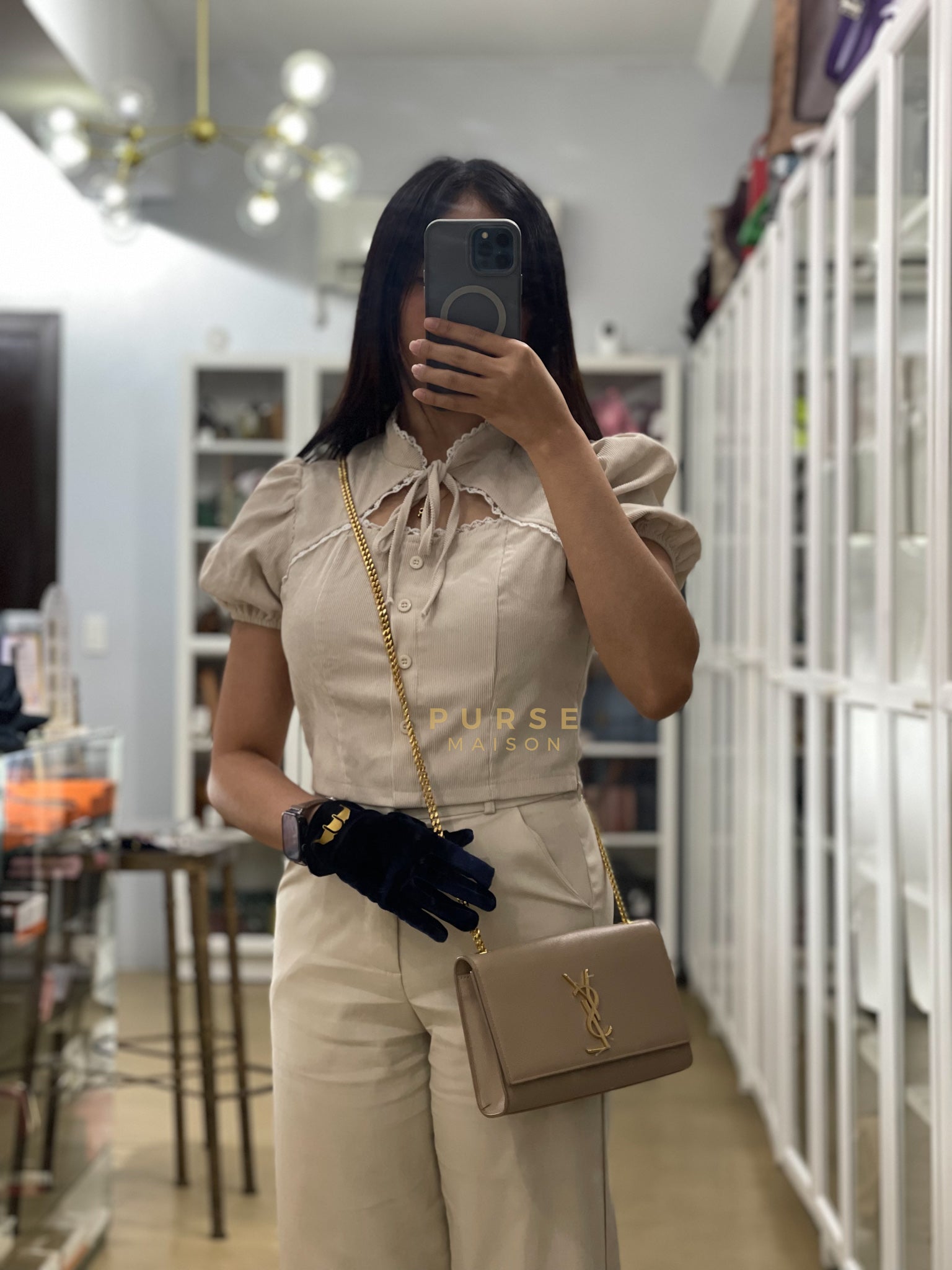 Kate Small in Nude Grain De Poudre Leather & Gold Hardware | Purse Maison Luxury Bags Shop