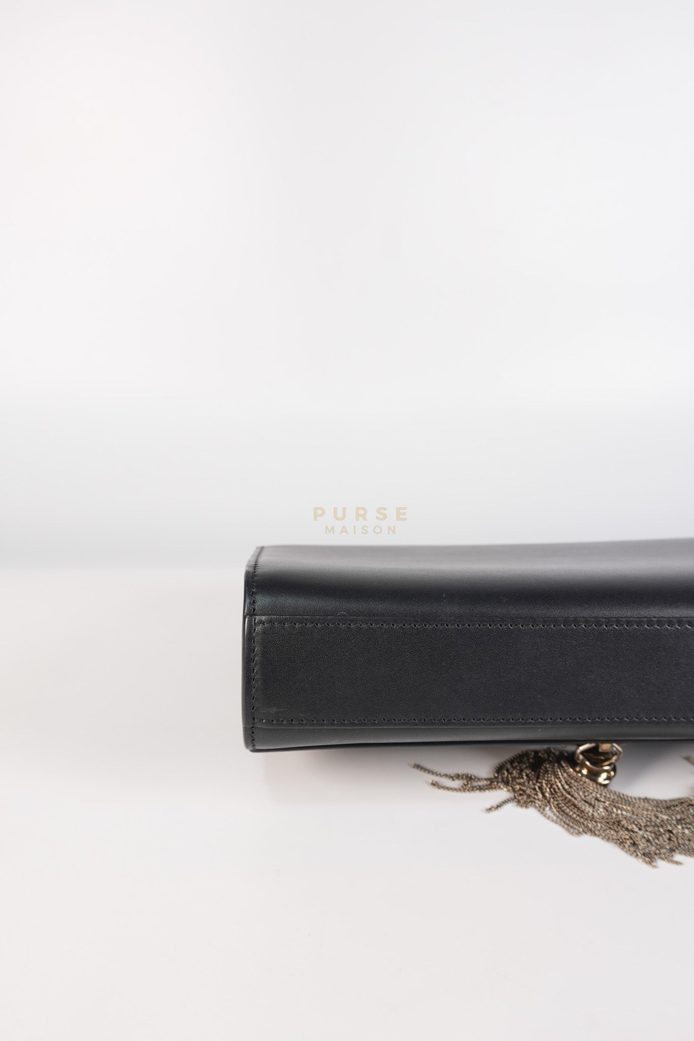 Kate Tassel Bag Medium in Black Smooth Calfskin Leather Silver Hardware | Purse Maison Luxury Bags Shop