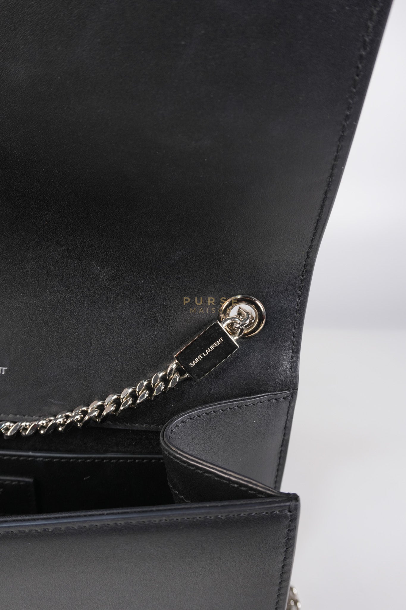 Kate Tassel Bag Medium in Black Smooth Calfskin Leather Silver Hardware | Purse Maison Luxury Bags Shop