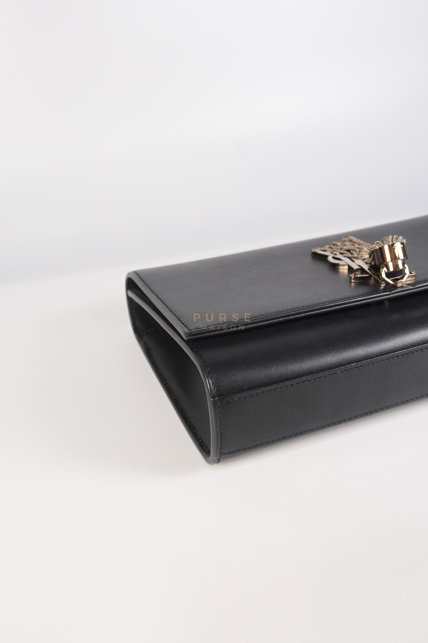 Kate Tassel Bag Medium in Black Smooth Calfskin Leather Silver Hardware | Purse Maison Luxury Bags Shop