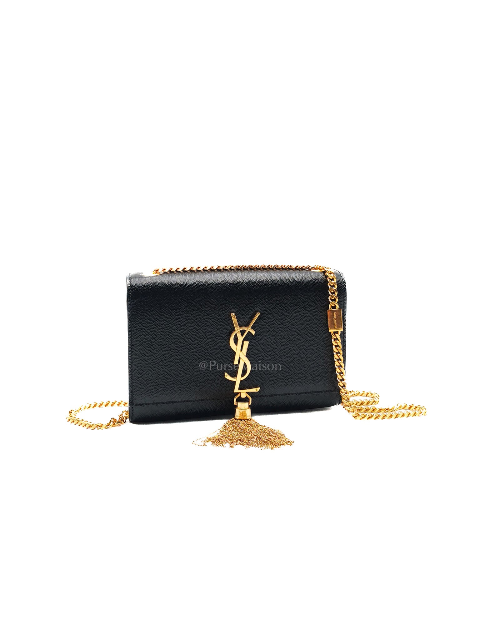 Kate Tassel Small in Black Monogram Grain De Poudre Leather Gold Hardware | Purse Maison Luxury Bags Shop