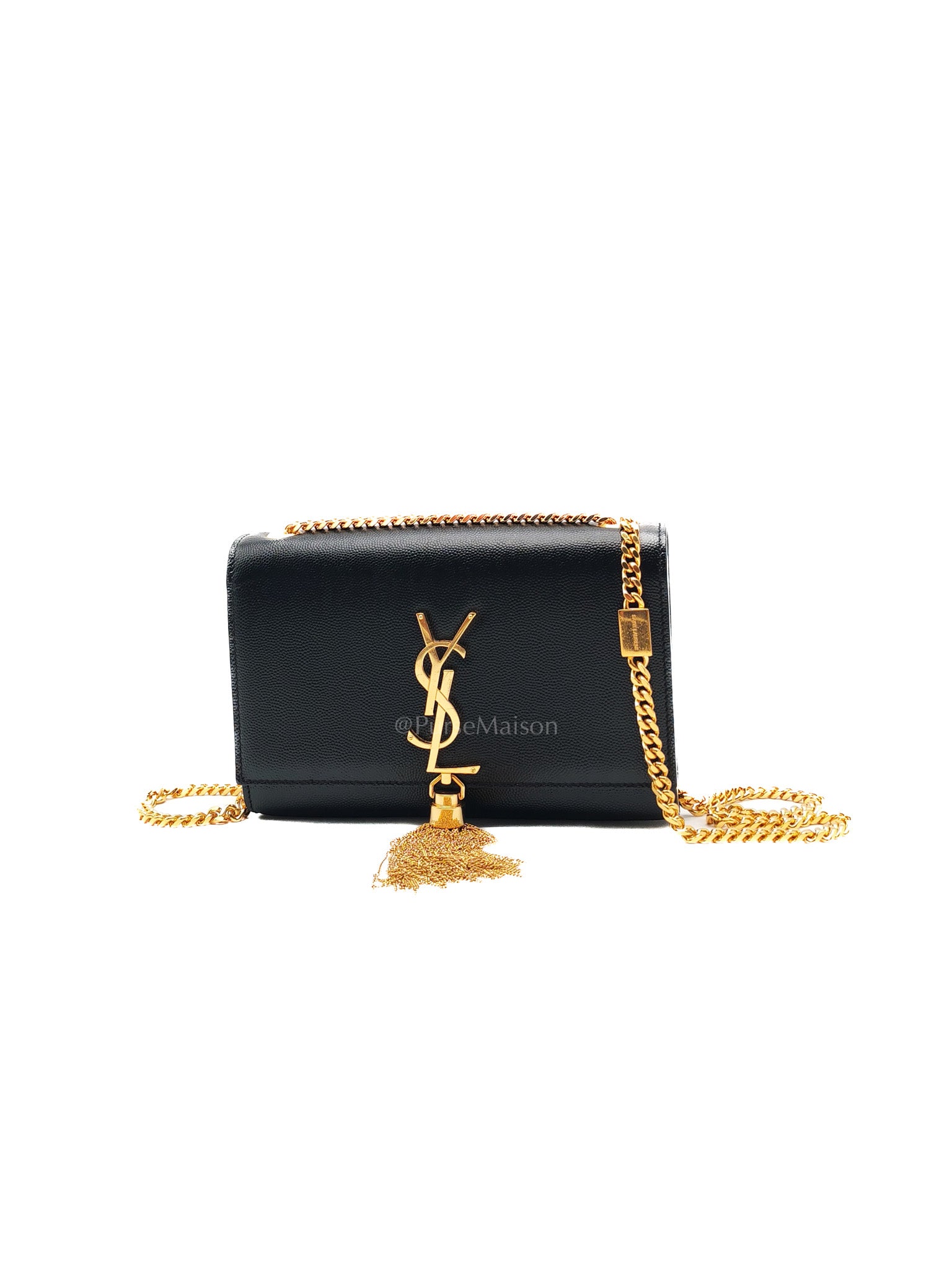 Kate Tassel Small in Black Monogram Grain De Poudre Leather Gold Hardware | Purse Maison Luxury Bags Shop