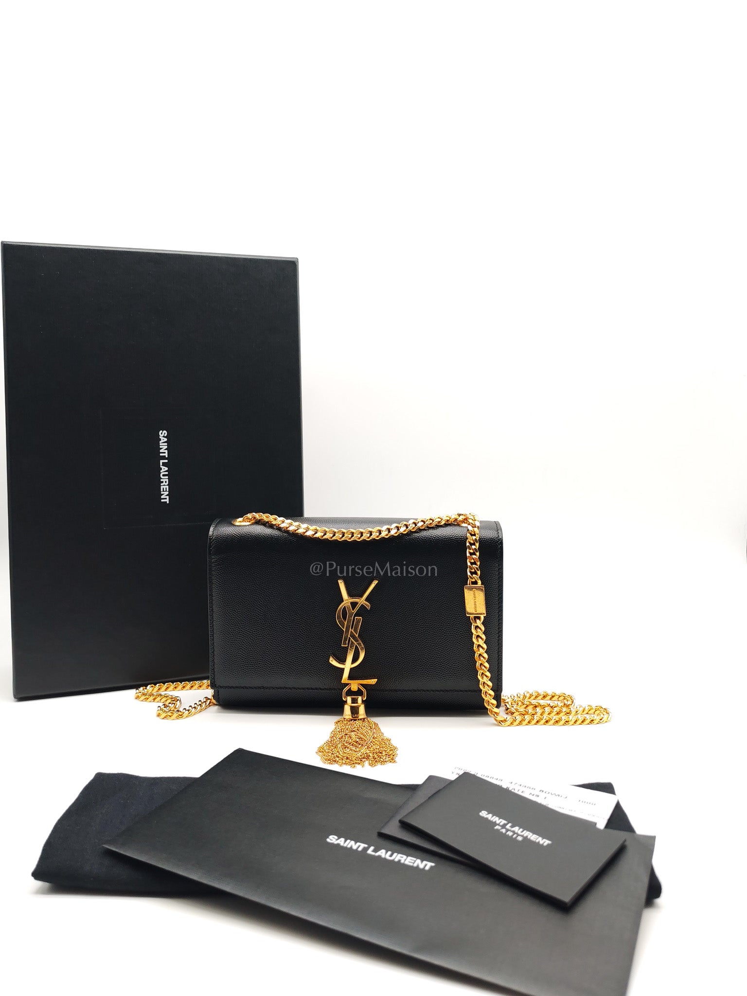 Kate Tassel Small in Black Monogram Grain De Poudre Leather Gold Hardware | Purse Maison Luxury Bags Shop