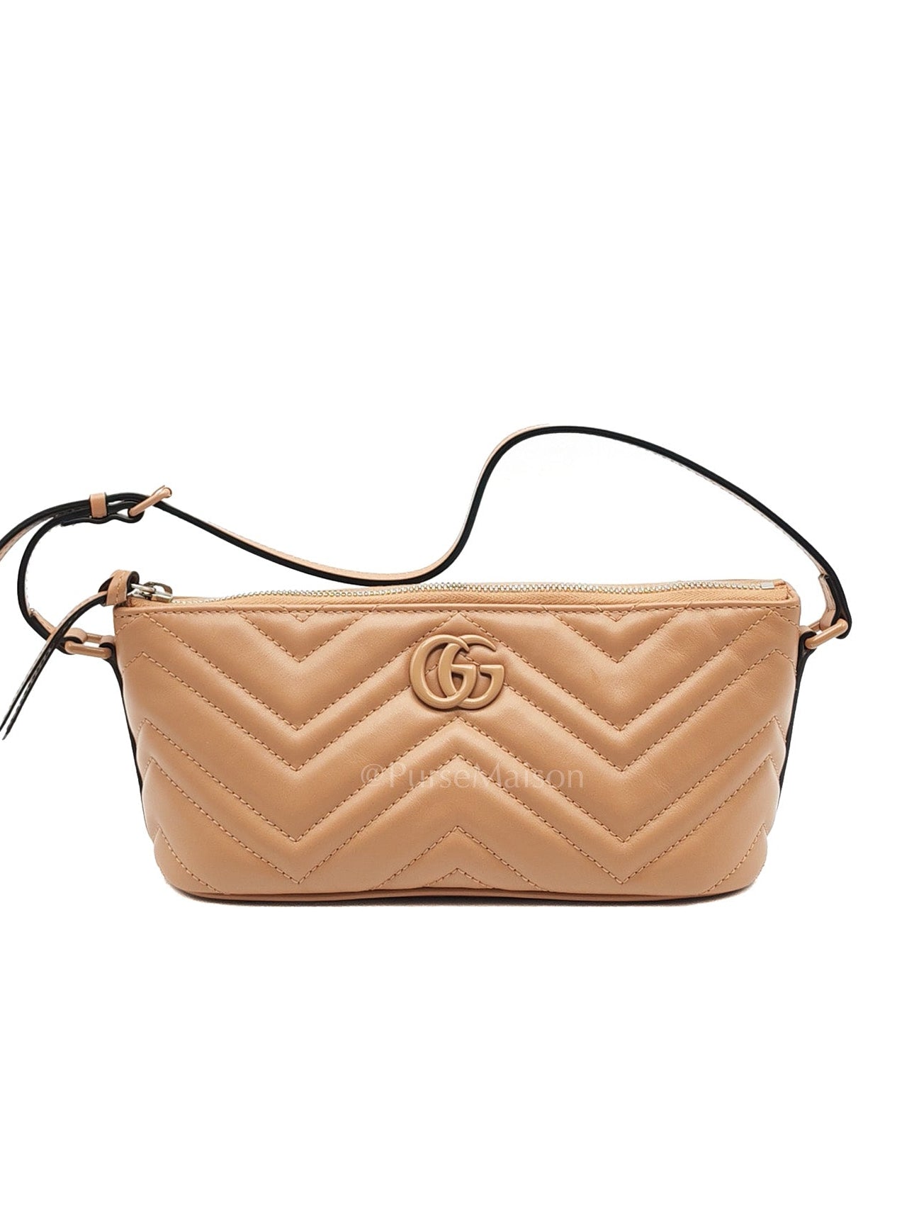 Gucci Marmont Matelasse Dark Beige Pouch Shoulder Bag