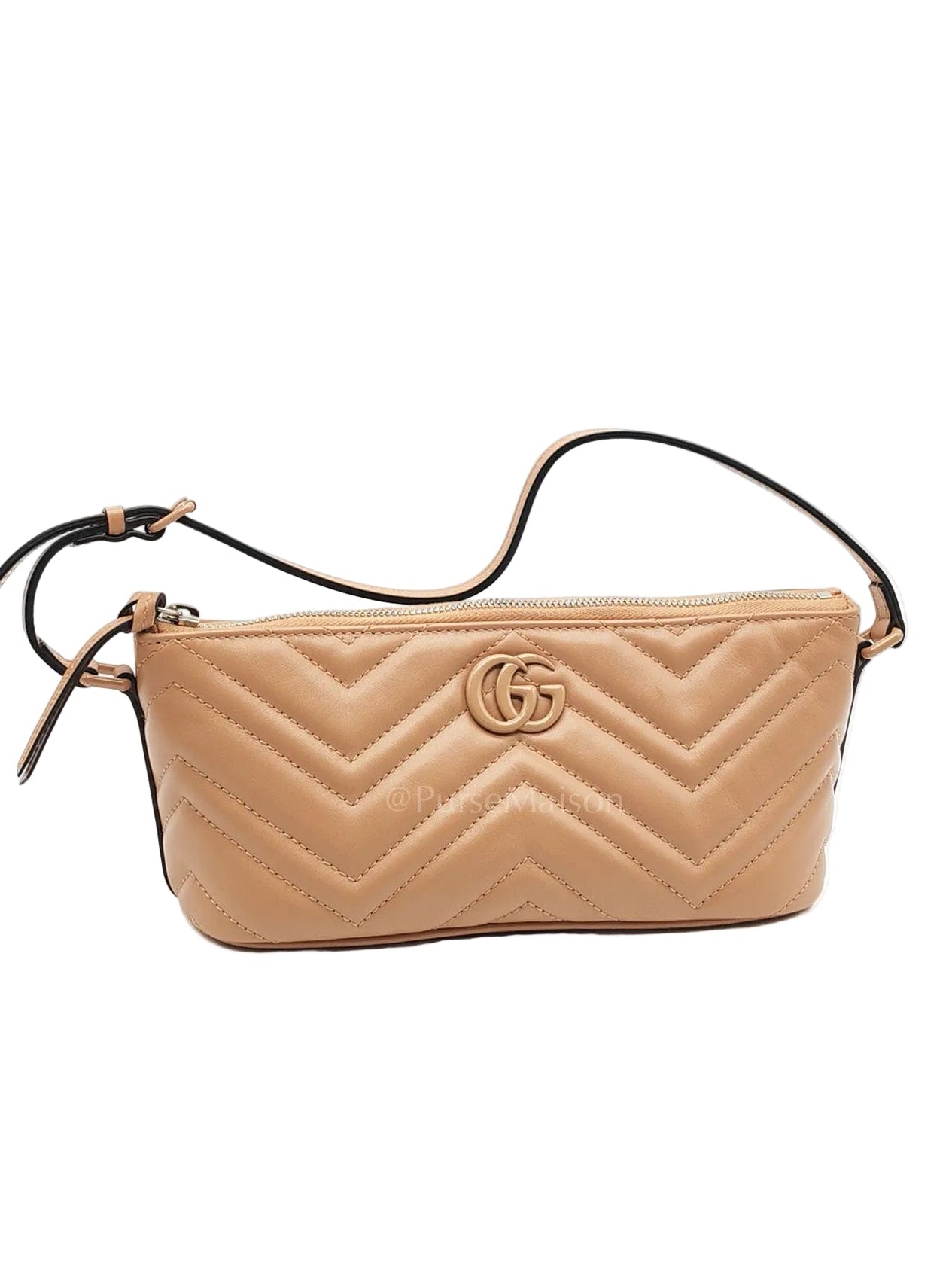 Gucci Marmont Matelasse Dark Beige Pouch Shoulder Bag