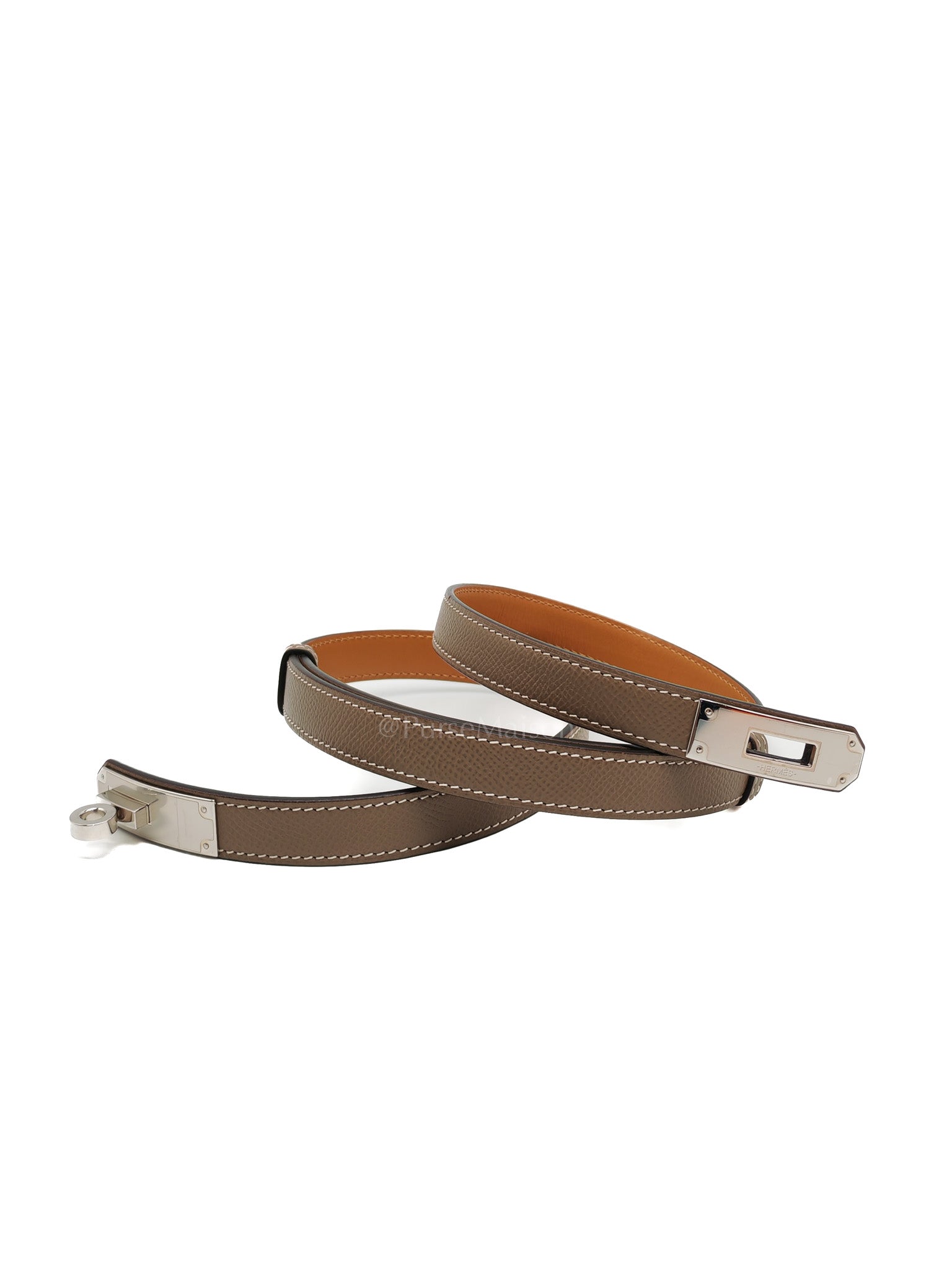 Kelly 18 Belt in Etoupe Epsom Leather & Palladium Hardware Stamp U(2022) | Purse Maison Luxury Bags Shop
