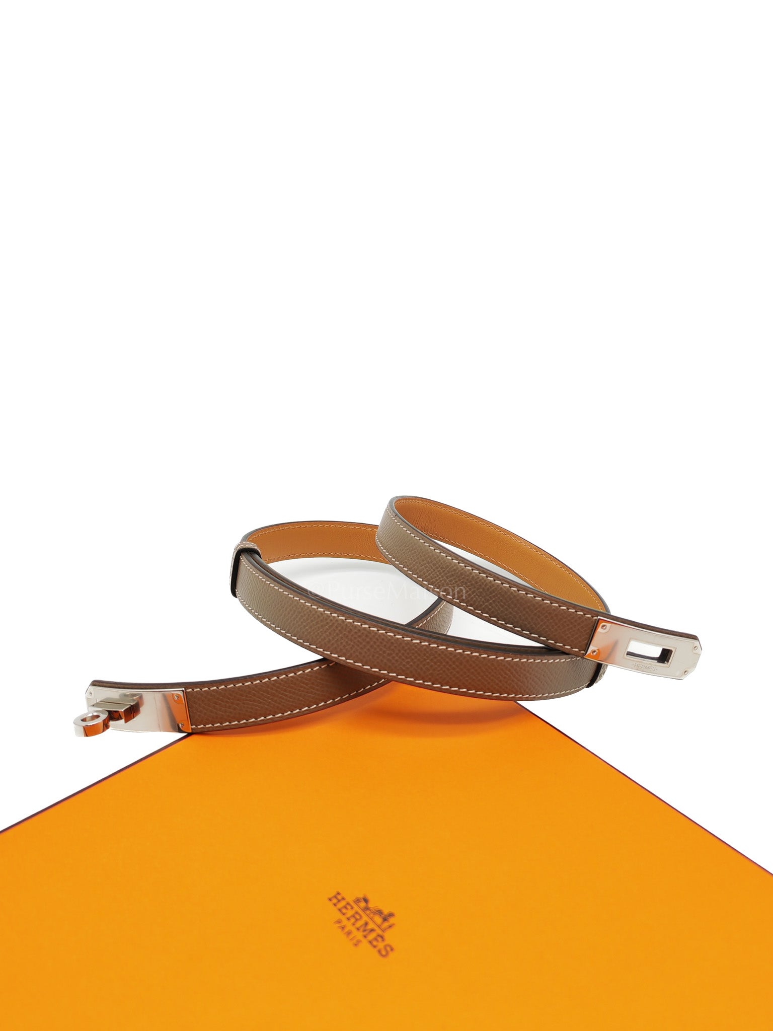 Kelly 18 Belt in Etoupe Epsom Leather & Palladium Hardware Stamp U(2022) | Purse Maison Luxury Bags Shop