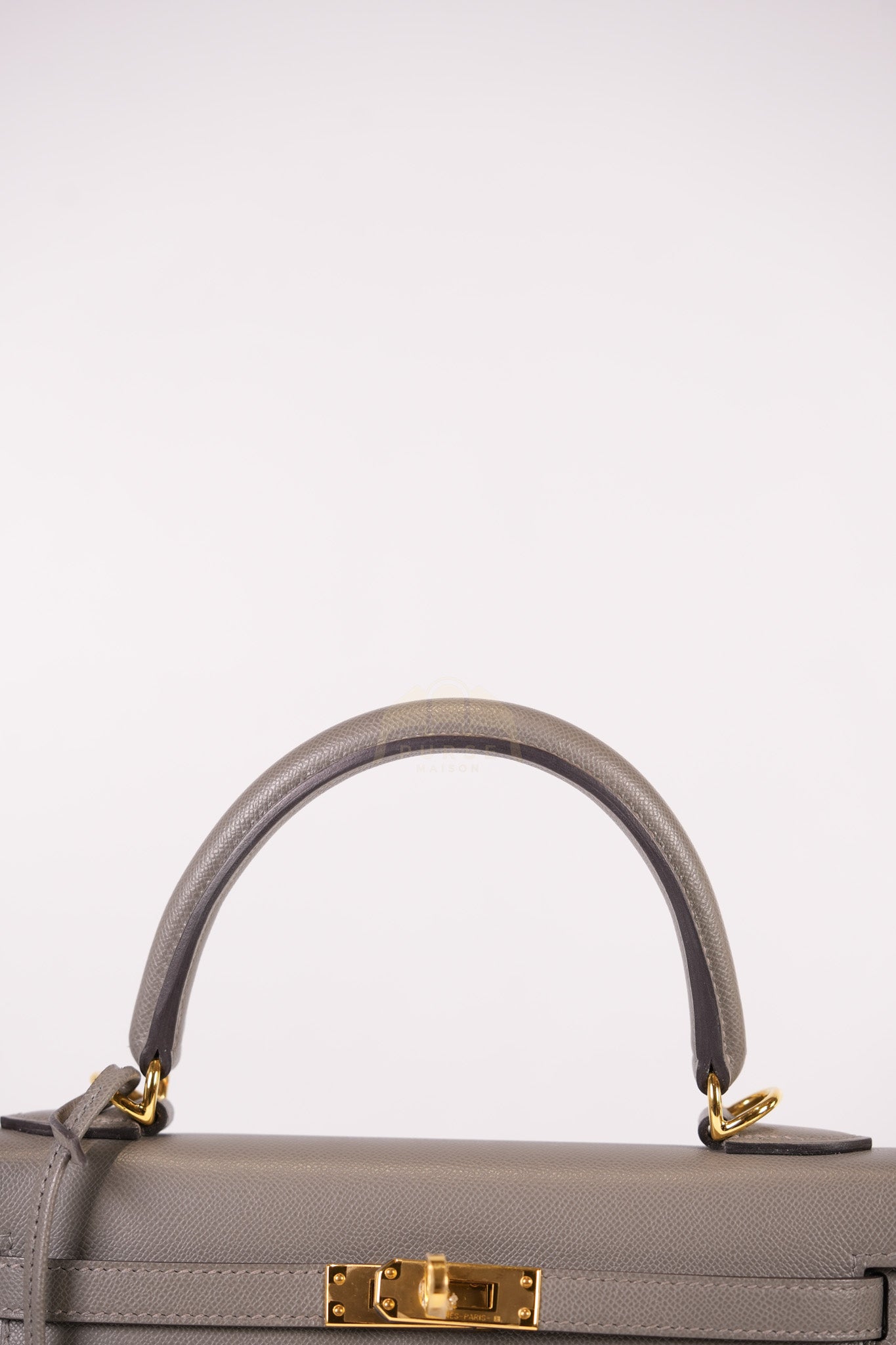 Kelly 25 Gris Mouette Madame Leather in Gold Hardware Stamp B (2023) | Purse Maison Luxury Bags Shop
