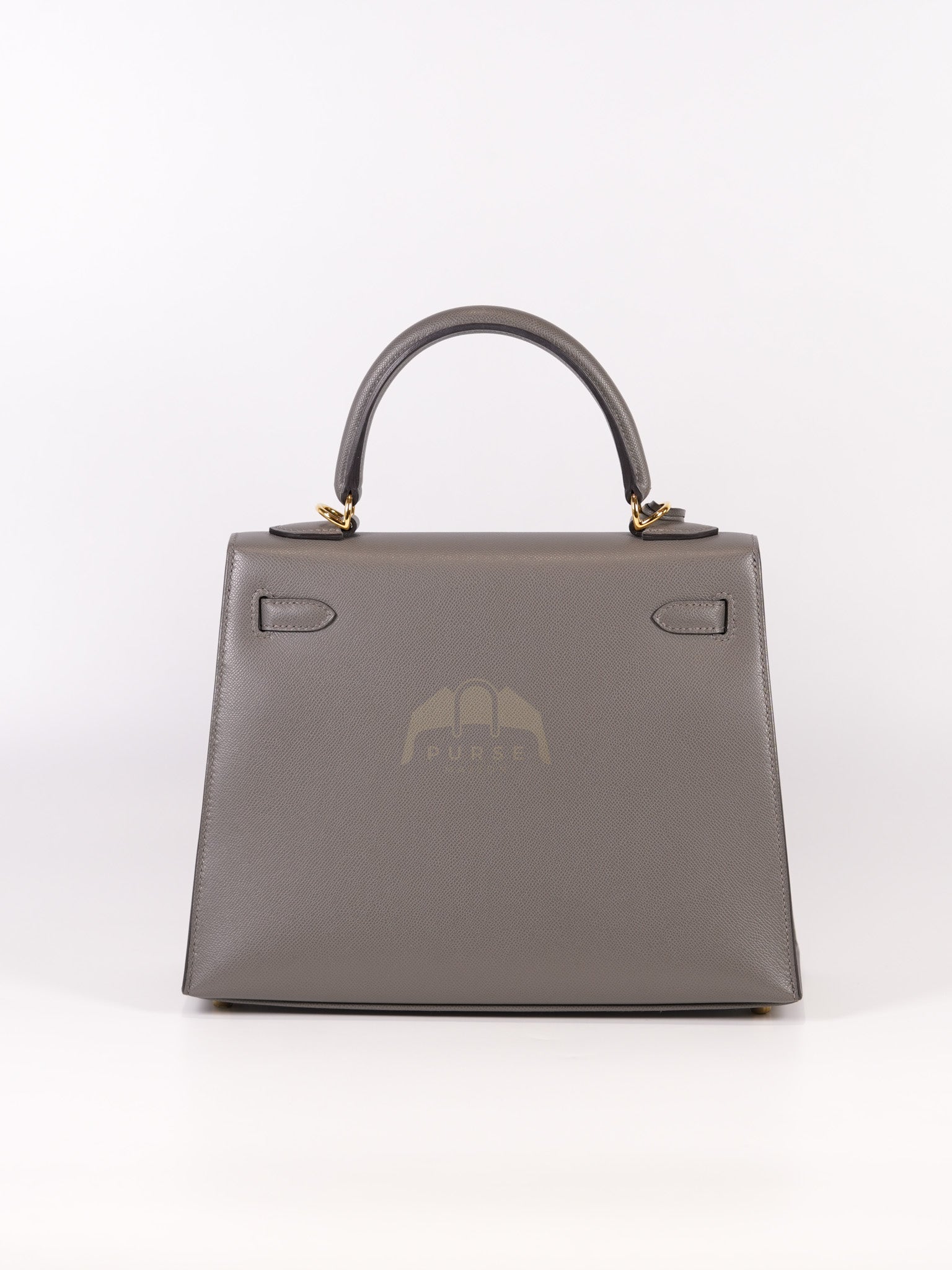Kelly 25 Gris Mouette Madame Leather in Gold Hardware Stamp B (2023) | Purse Maison Luxury Bags Shop