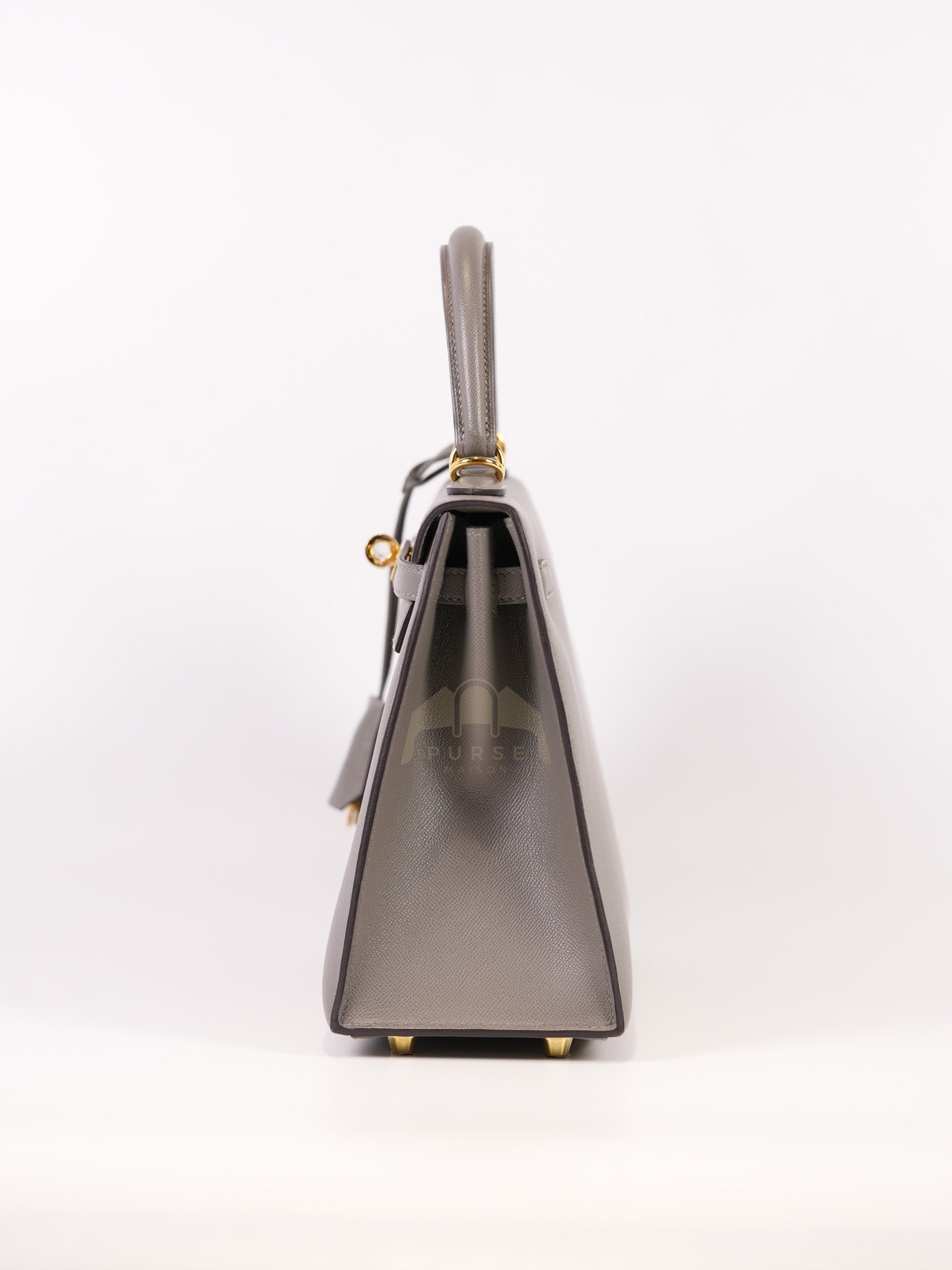 Kelly 25 Gris Mouette Madame Leather in Gold Hardware Stamp B (2023) | Purse Maison Luxury Bags Shop