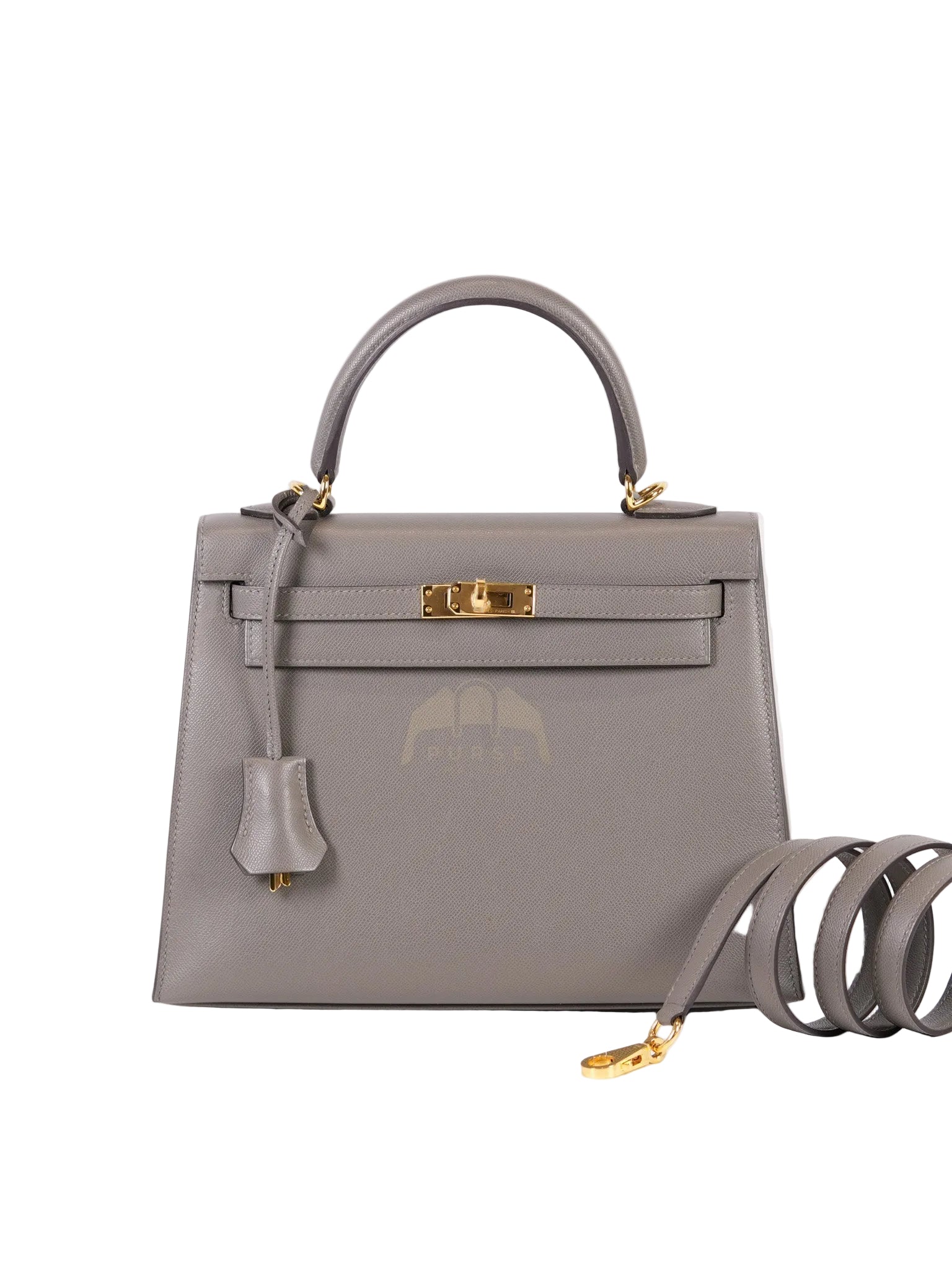 Kelly 25 Gris Mouette Madame Leather in Gold Hardware Stamp B (2023) | Purse Maison Luxury Bags Shop