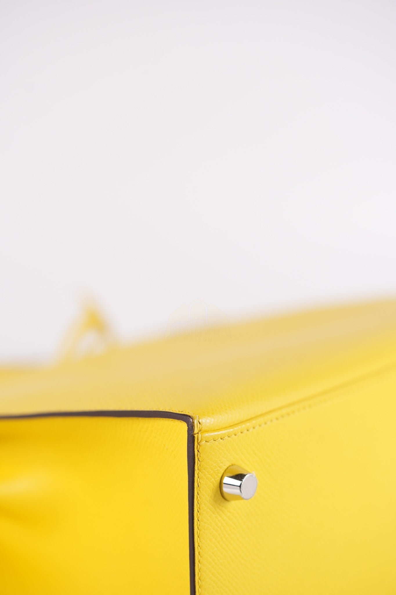 Kelly 25 in Jaune De Naples Sellier Epsom Leather & Palladium Hardware Stamp U (2022) | Purse Maison Luxury Bags Shop