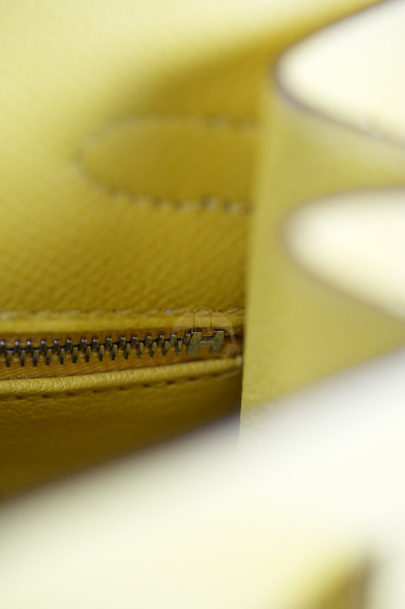 Kelly 25 in Jaune De Naples Sellier Epsom Leather & Palladium Hardware Stamp U (2022) | Purse Maison Luxury Bags Shop