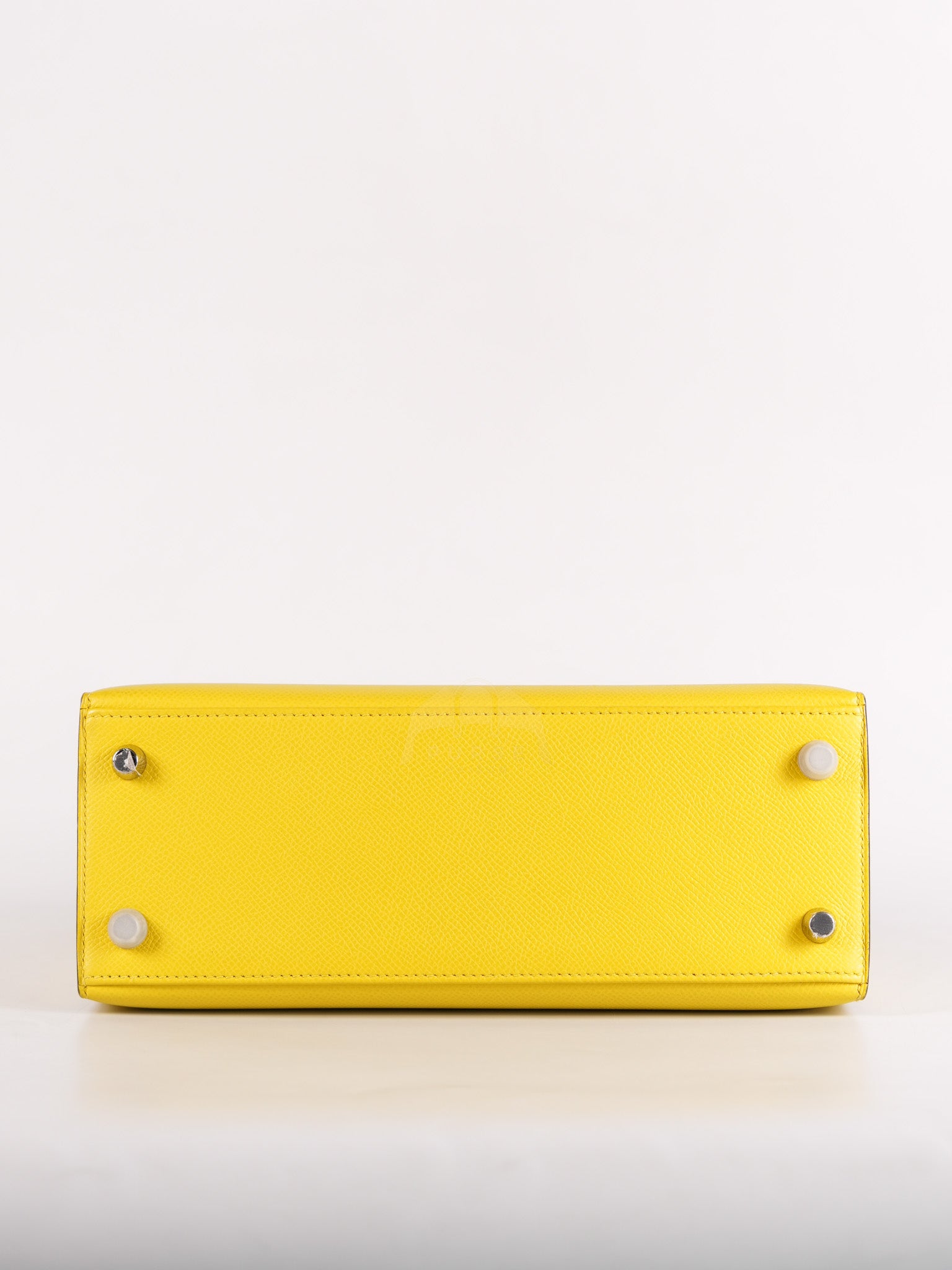 Kelly 25 in Jaune De Naples Sellier Epsom Leather & Palladium Hardware Stamp U (2022) | Purse Maison Luxury Bags Shop