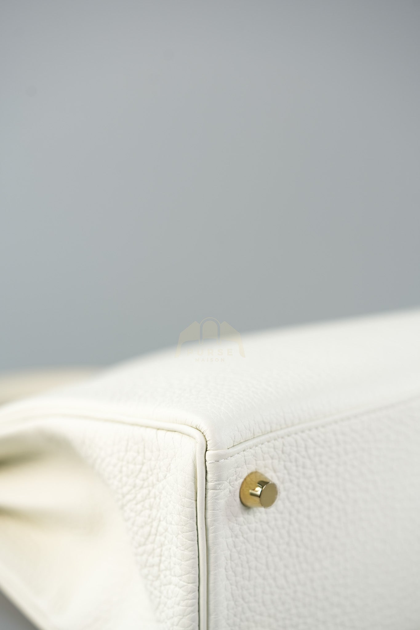 Kelly 25 in Mushroom Togo Leather Retourne & Gold Hardware Stamp B (2023) | Purse Maison Luxury Bags Shop