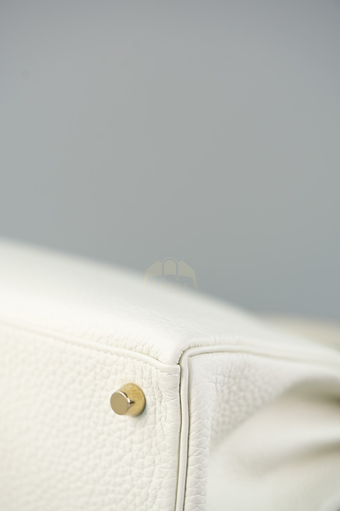 Kelly 25 in Mushroom Togo Leather Retourne & Gold Hardware Stamp B (2023) | Purse Maison Luxury Bags Shop