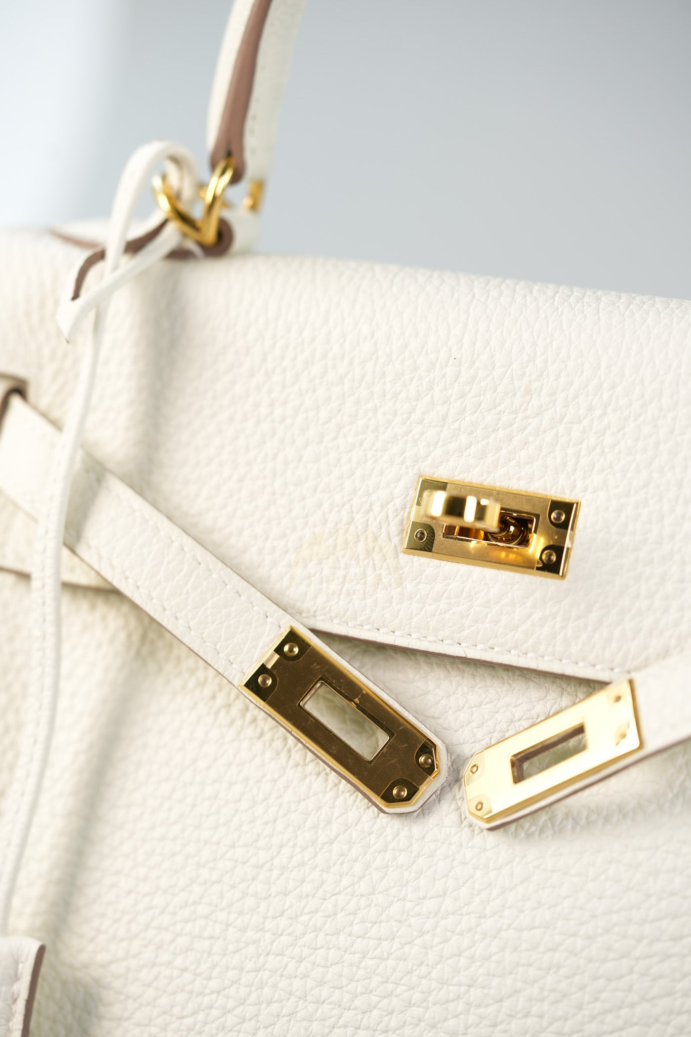 Kelly 25 in Mushroom Togo Leather Retourne & Gold Hardware Stamp B (2023) | Purse Maison Luxury Bags Shop