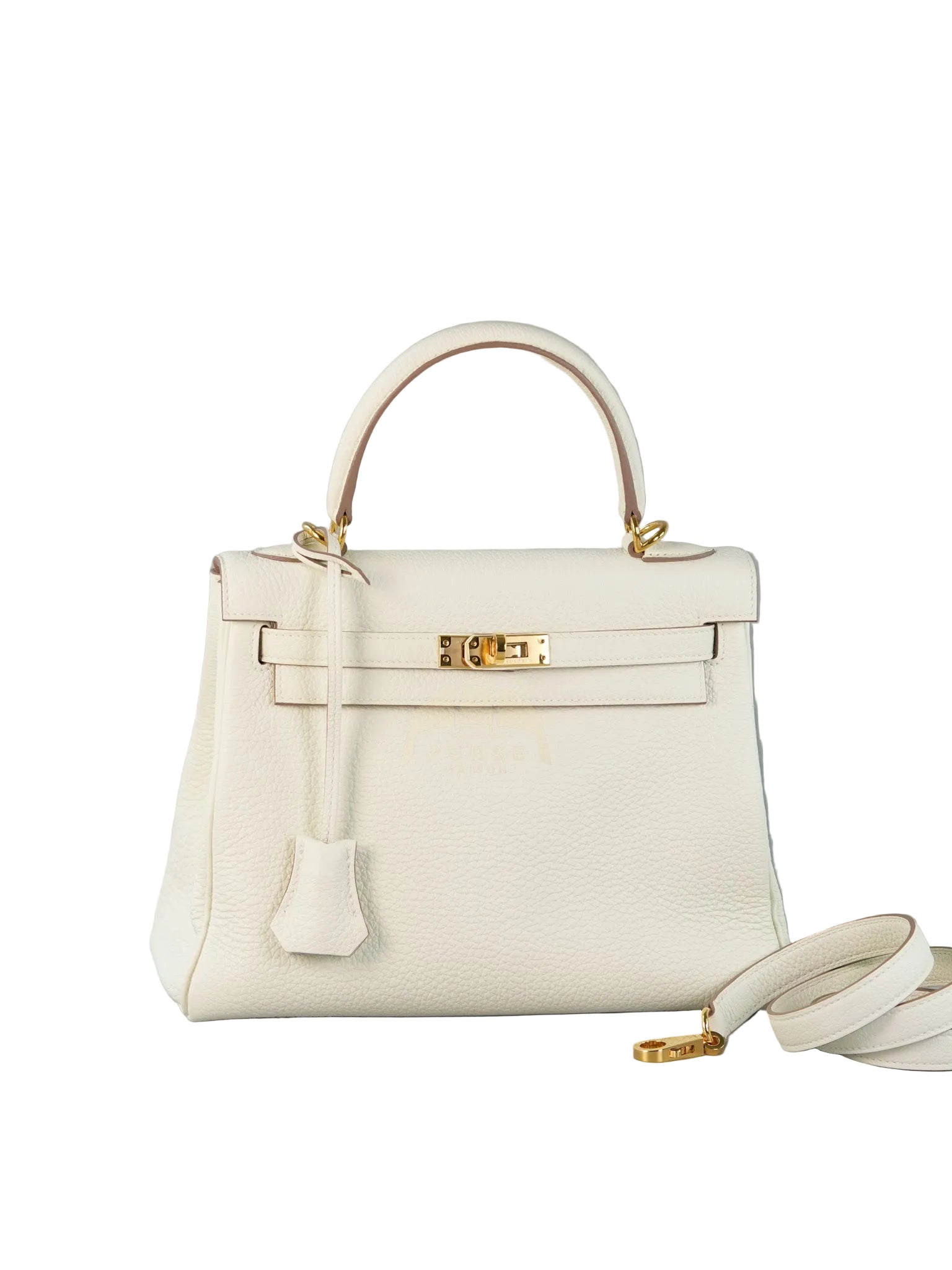 Kelly 25 in Mushroom Togo Leather Retourne & Gold Hardware Stamp B (2023) | Purse Maison Luxury Bags Shop