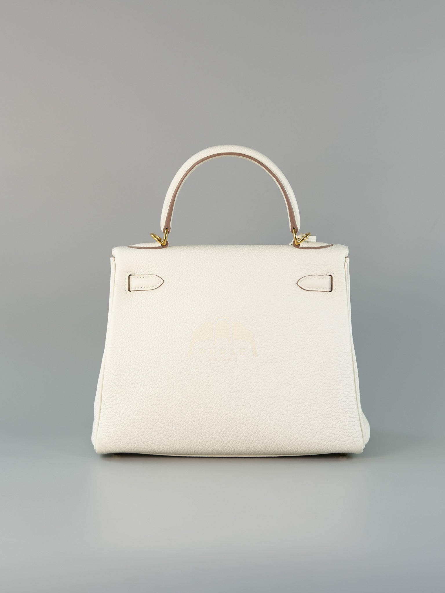 Kelly 25 in Mushroom Togo Leather Retourne & Gold Hardware Stamp B (2023) | Purse Maison Luxury Bags Shop