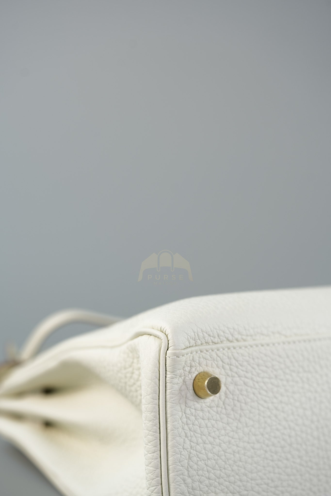 Kelly 25 in Mushroom Togo Leather Retourne & Gold Hardware Stamp B (2023) | Purse Maison Luxury Bags Shop