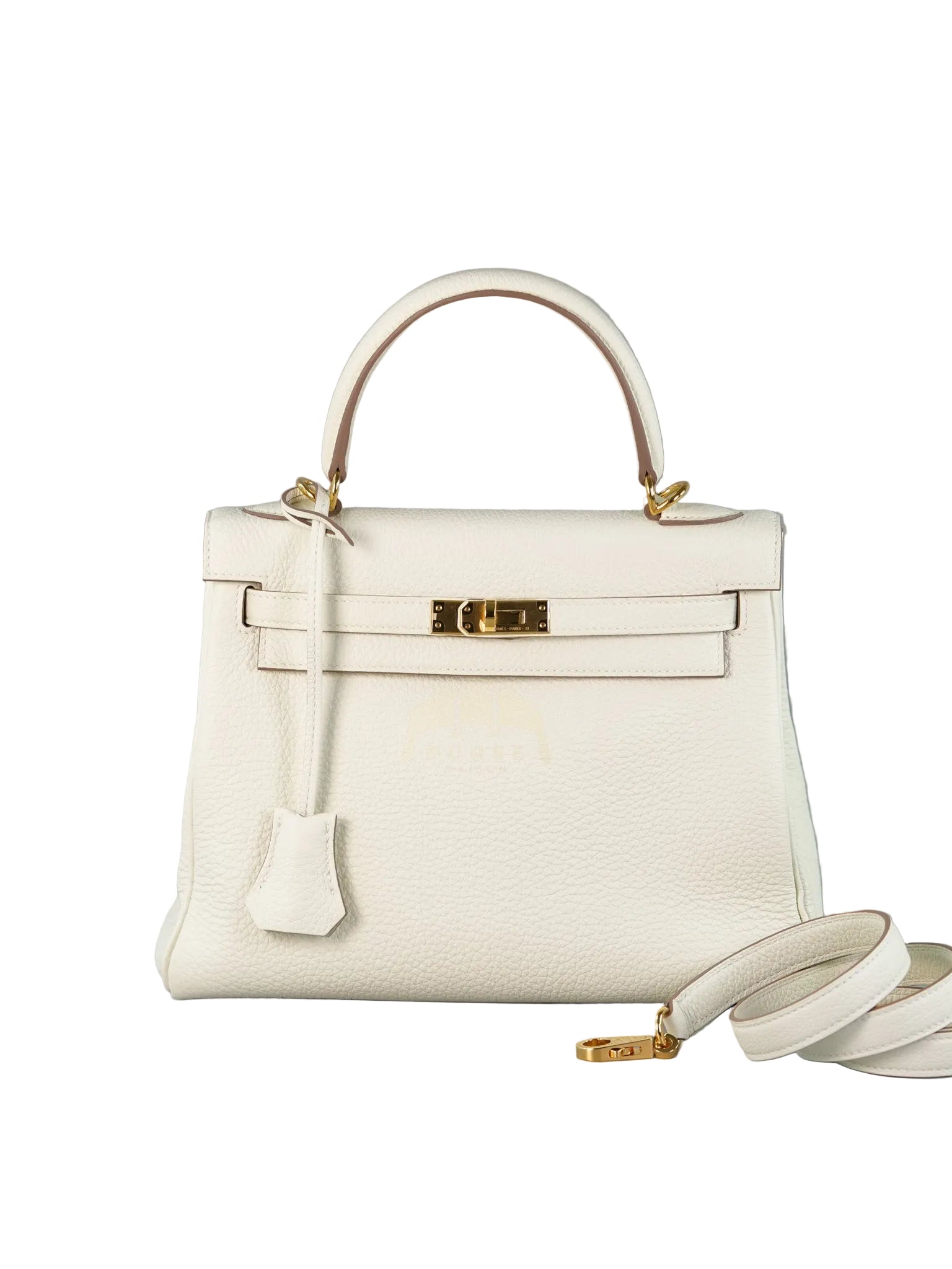 Kelly 25 in Mushroom Togo Leather Retourne & Gold Hardware Stamp B (2023) | Purse Maison Luxury Bags Shop