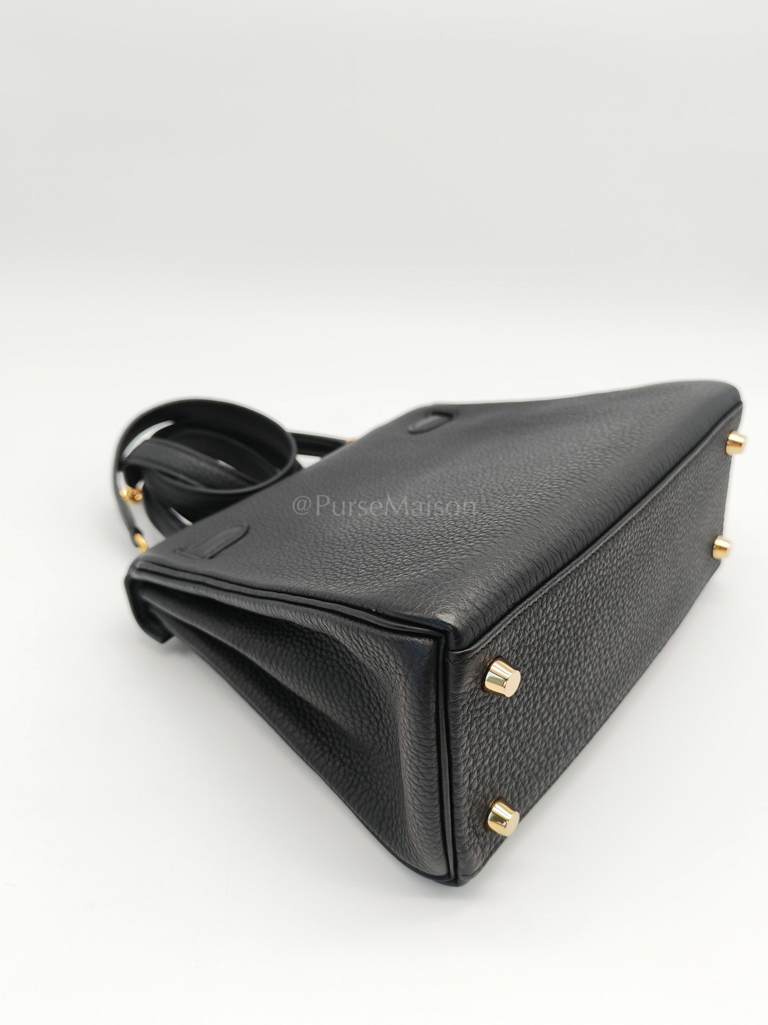 Kelly 25 Retourne Black in Togo Leather and Gold Hardware Stamp B (2023) | Purse Maison Luxury Bags Shop