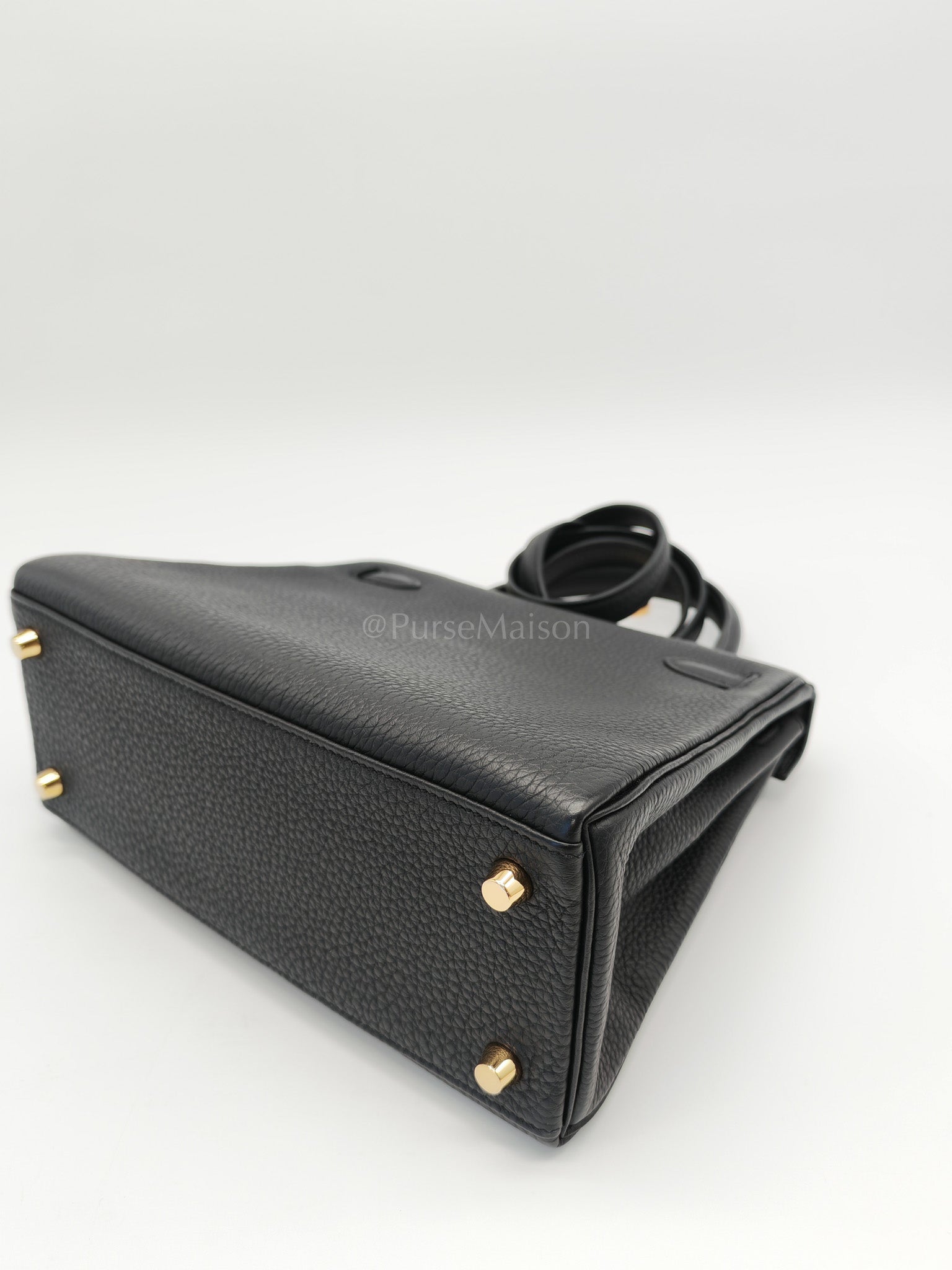 Kelly 25 Retourne Black in Togo Leather and Gold Hardware Stamp B (2023) | Purse Maison Luxury Bags Shop