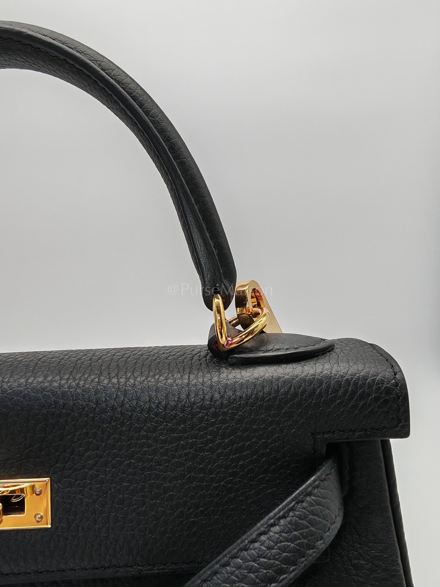 Kelly 25 Retourne Black in Togo Leather and Gold Hardware Stamp B (2023) | Purse Maison Luxury Bags Shop