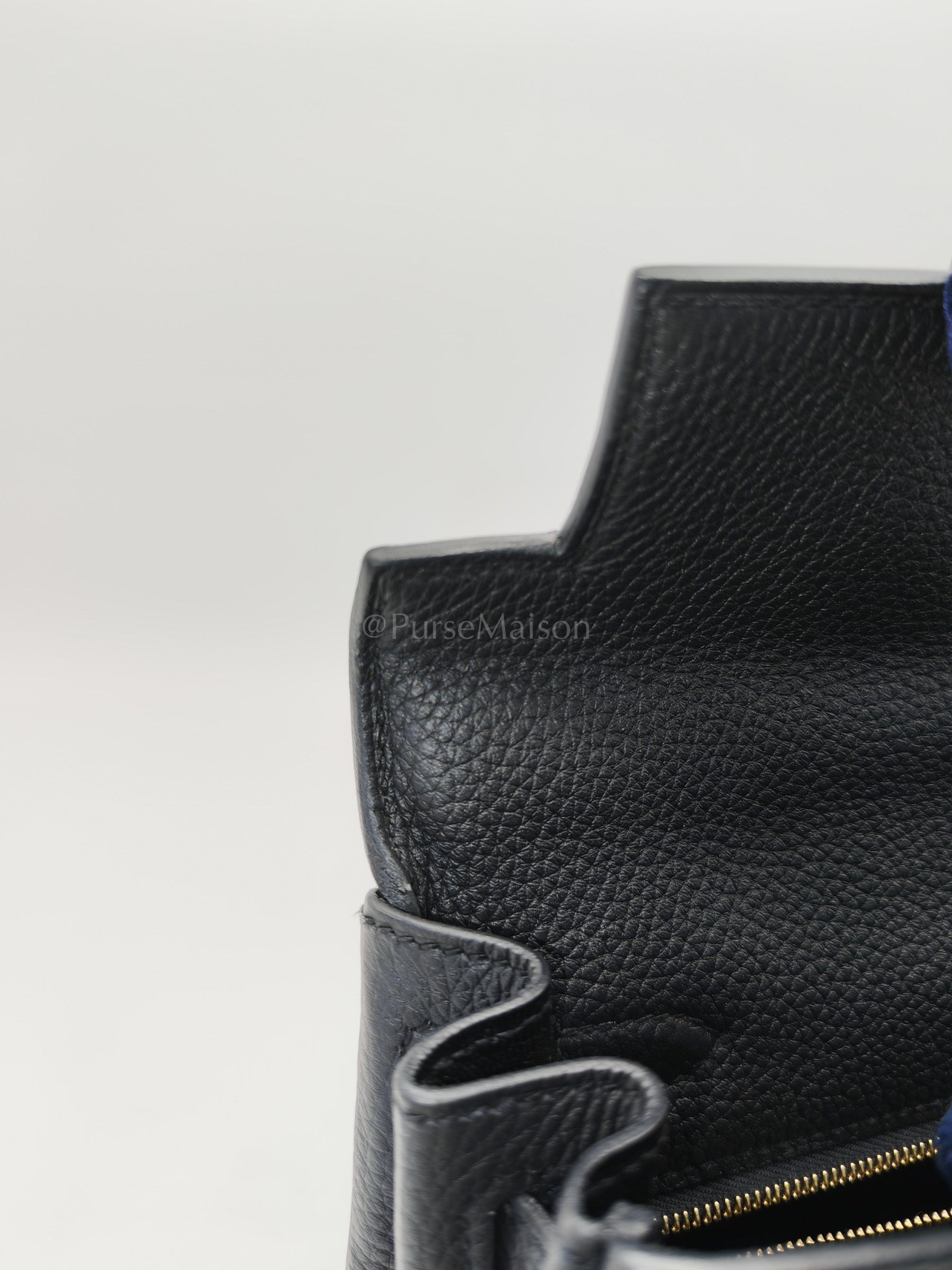 Kelly 25 Retourne Black in Togo Leather and Gold Hardware Stamp B (2023) | Purse Maison Luxury Bags Shop