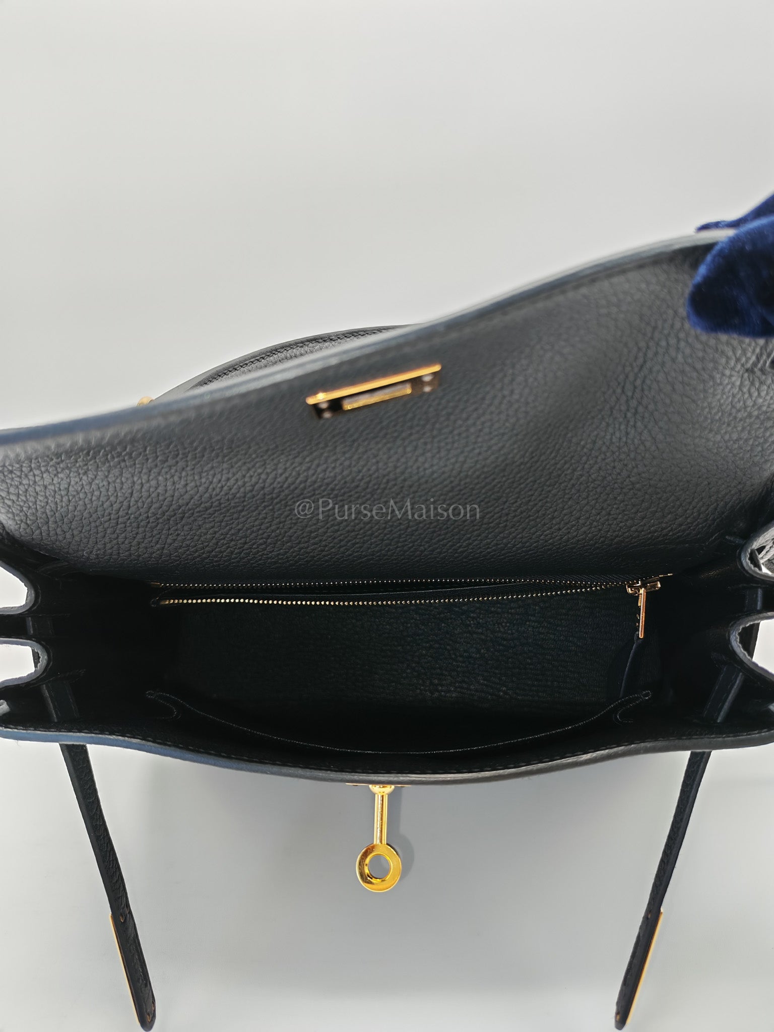 Kelly 25 Retourne Black in Togo Leather and Gold Hardware Stamp B (2023) | Purse Maison Luxury Bags Shop
